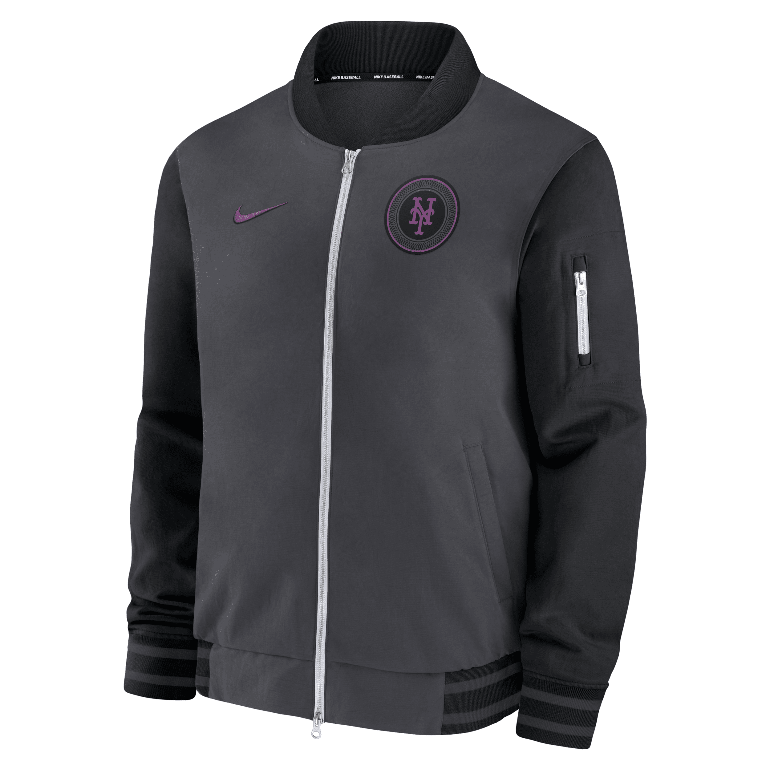Shop Nike New York Mets Authentic Collection City Connect Game Time  Men's Mlb Full-zip Bomber Jacket In Grey
