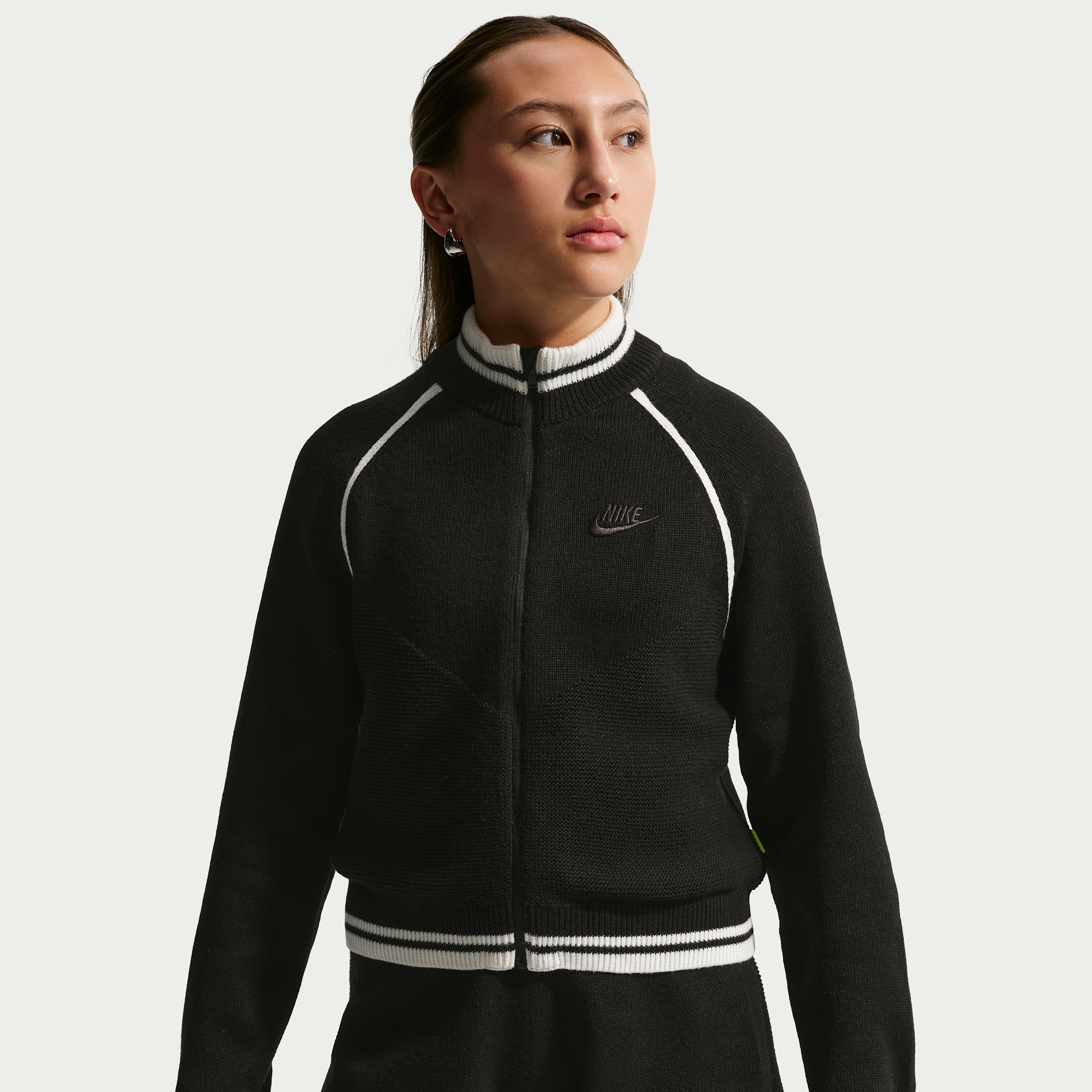 Nike Sportswear Collection Big Kids' (Girls') Sweater Track Jacket in Black | IM4505-010