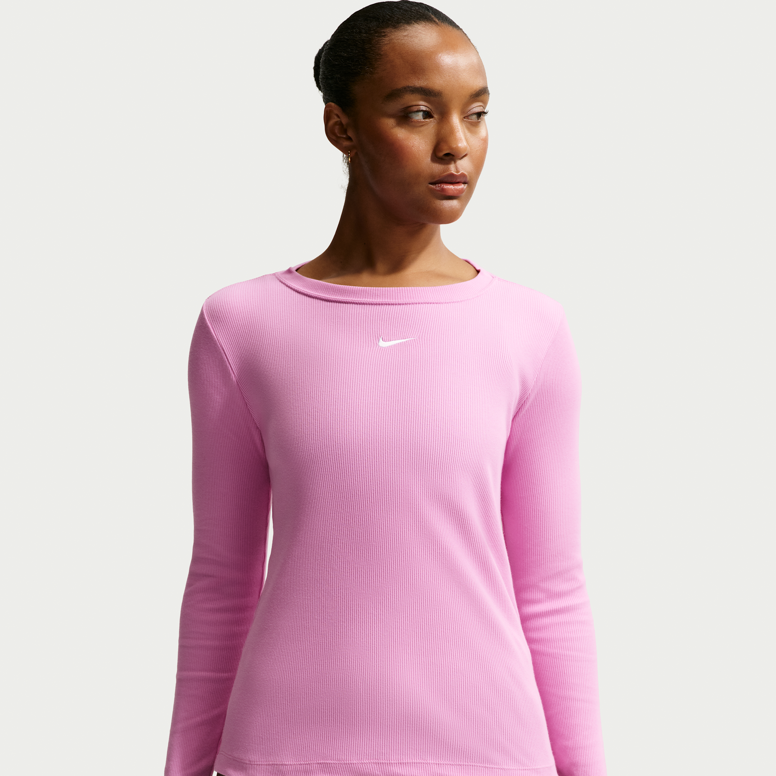 Nike Women's  Sportswear Tight Long-sleeve Ribbed T-shirt In Purple