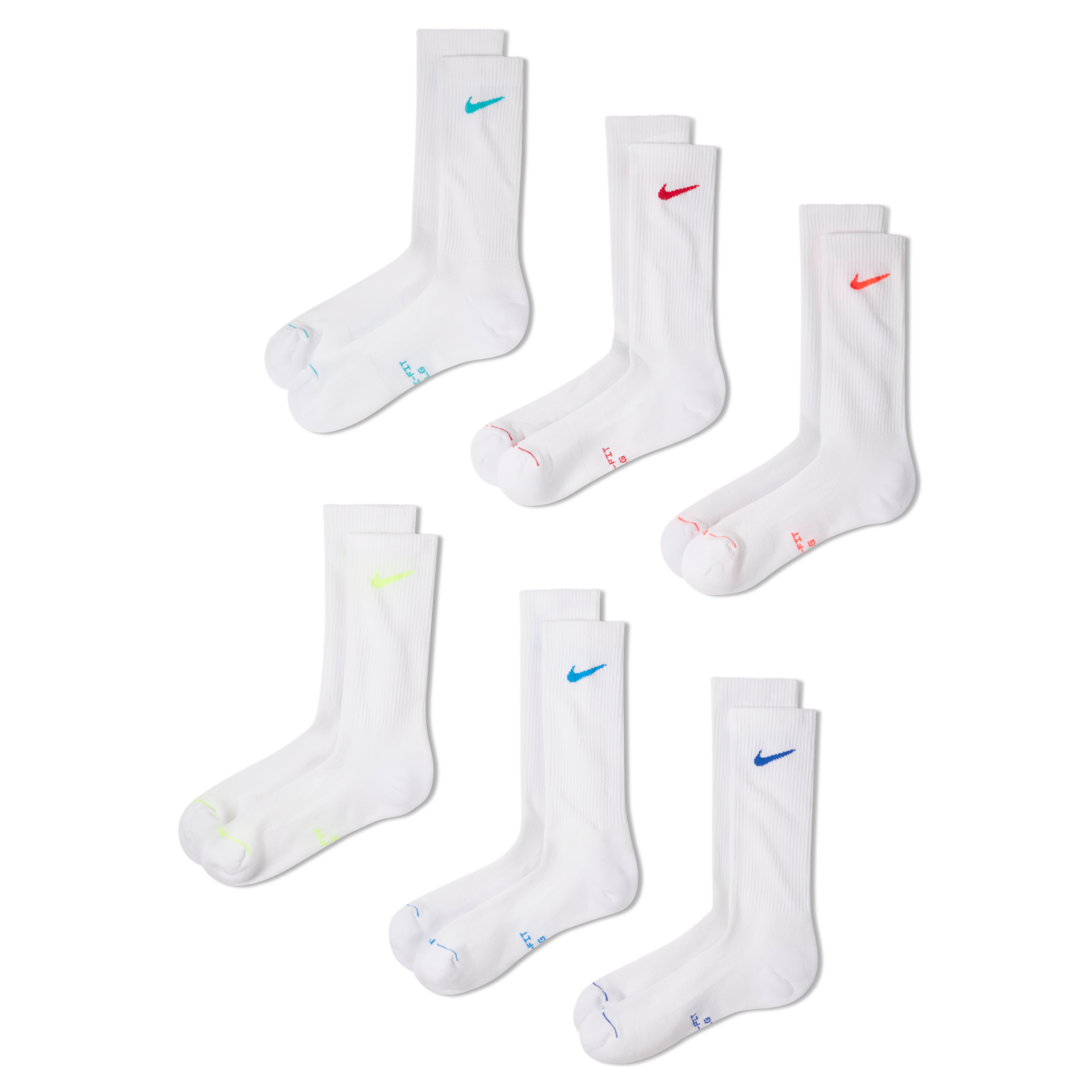 Nike Unisex Everyday Elevated Crew Socks (6 Pairs) in Multicolor | HQ8021-906