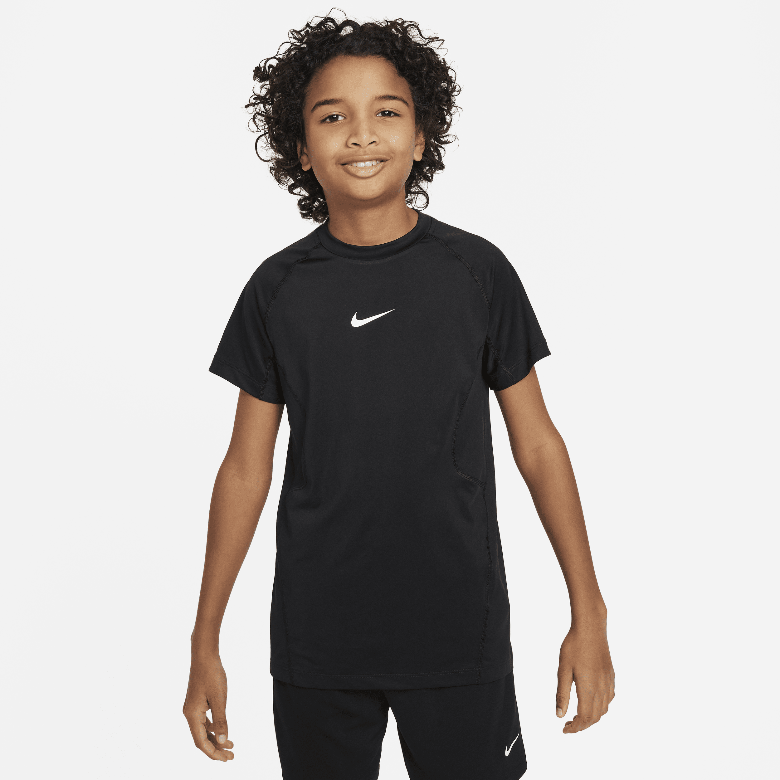 Nike Pro Big Kids' (Boys') Dri-FIT Short-Sleeve Top in Black | FJ6858-010