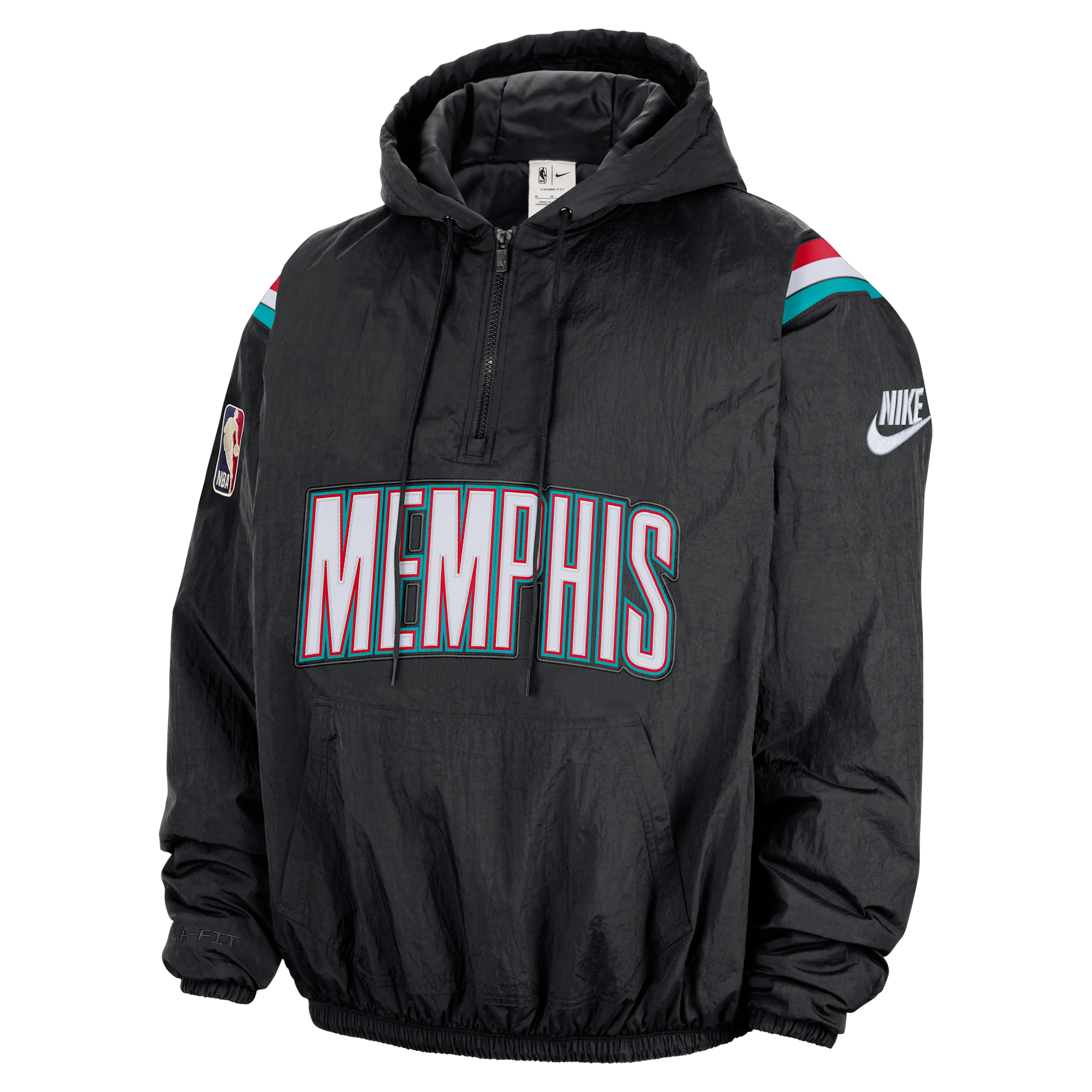 Memphis Grizzlies Hardwood Classics Nike Men's Therma-FIT NBA 1/2-Zip Hoodie in Black | HQ5330-010