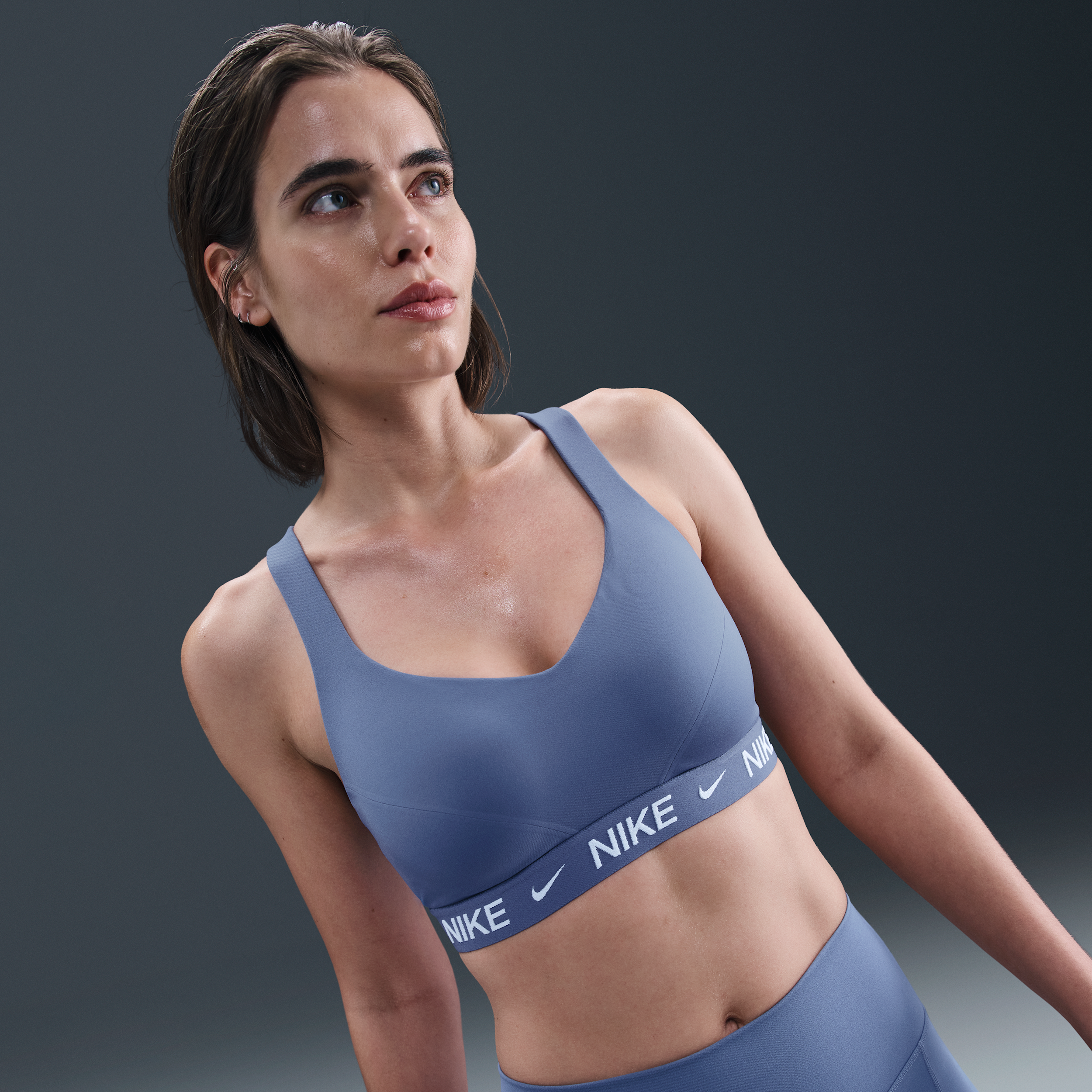 Nike Women's Indy High Support Padded Adjustable Sports Bra In Blue