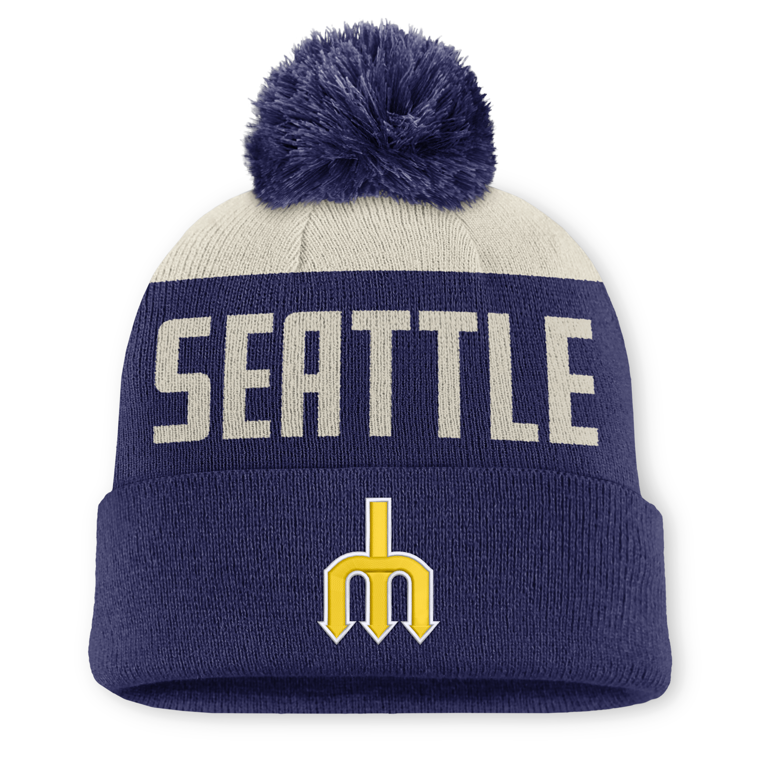 Seattle Mariners Cooperstown Peak Nike Men's MLB Cuffed Pom Beanie in White | NB1608WUS77-5JZ