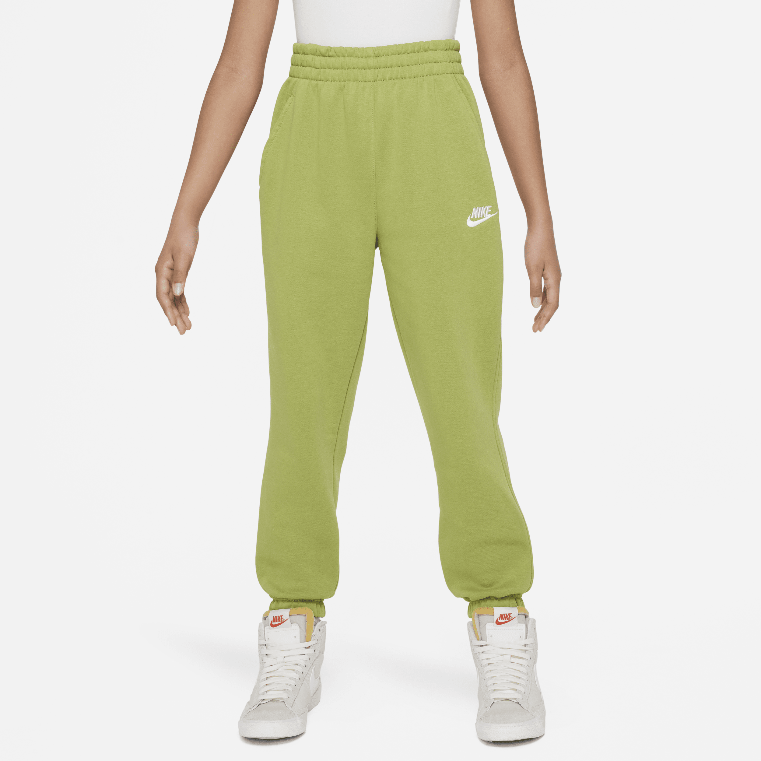 Shop Nike Sportswear Club Fleece Big Kids' (girls') Loose Pants In Green