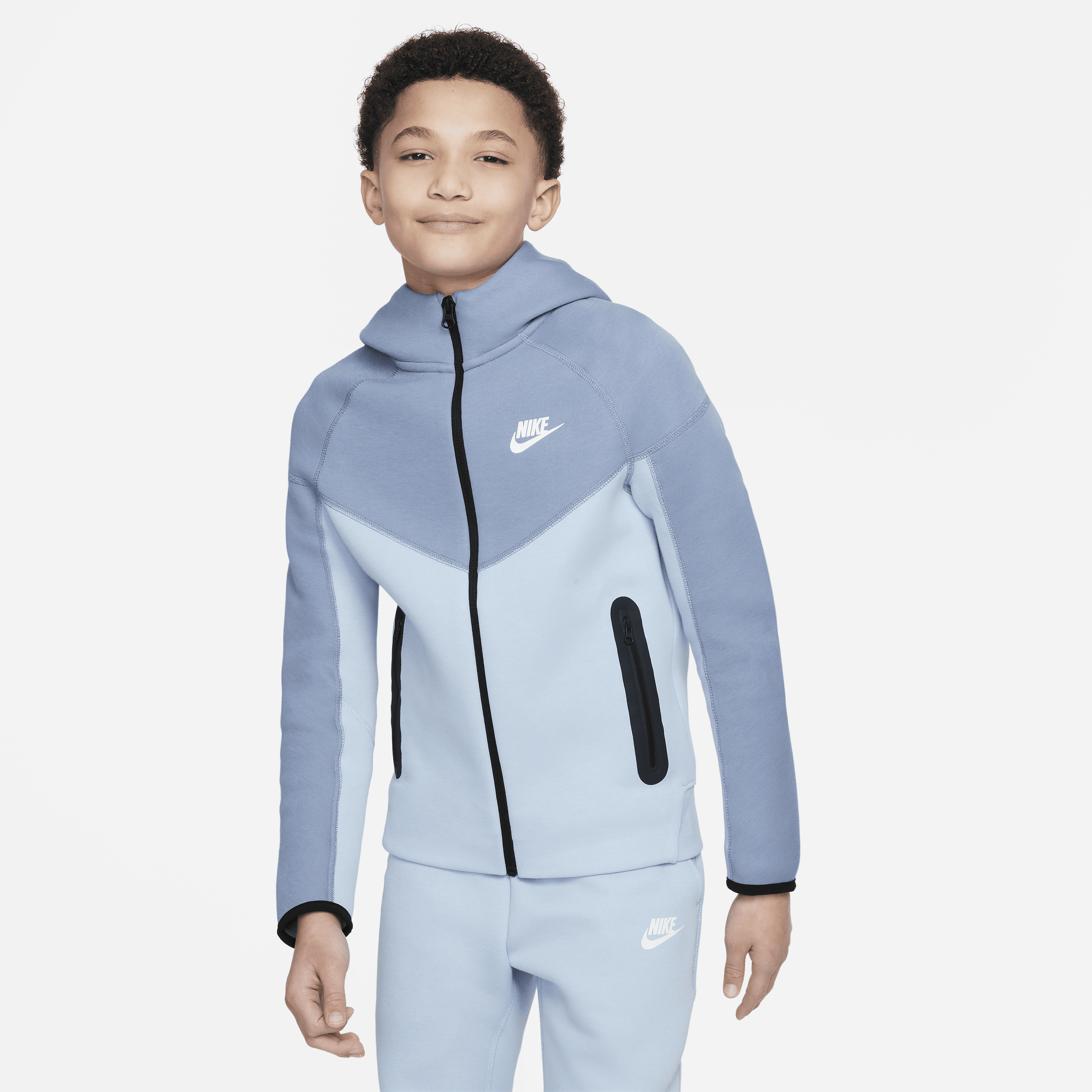 Shop Nike Sportswear Tech Fleece Big Kids' (boys') Full-zip Hoodie In Blue