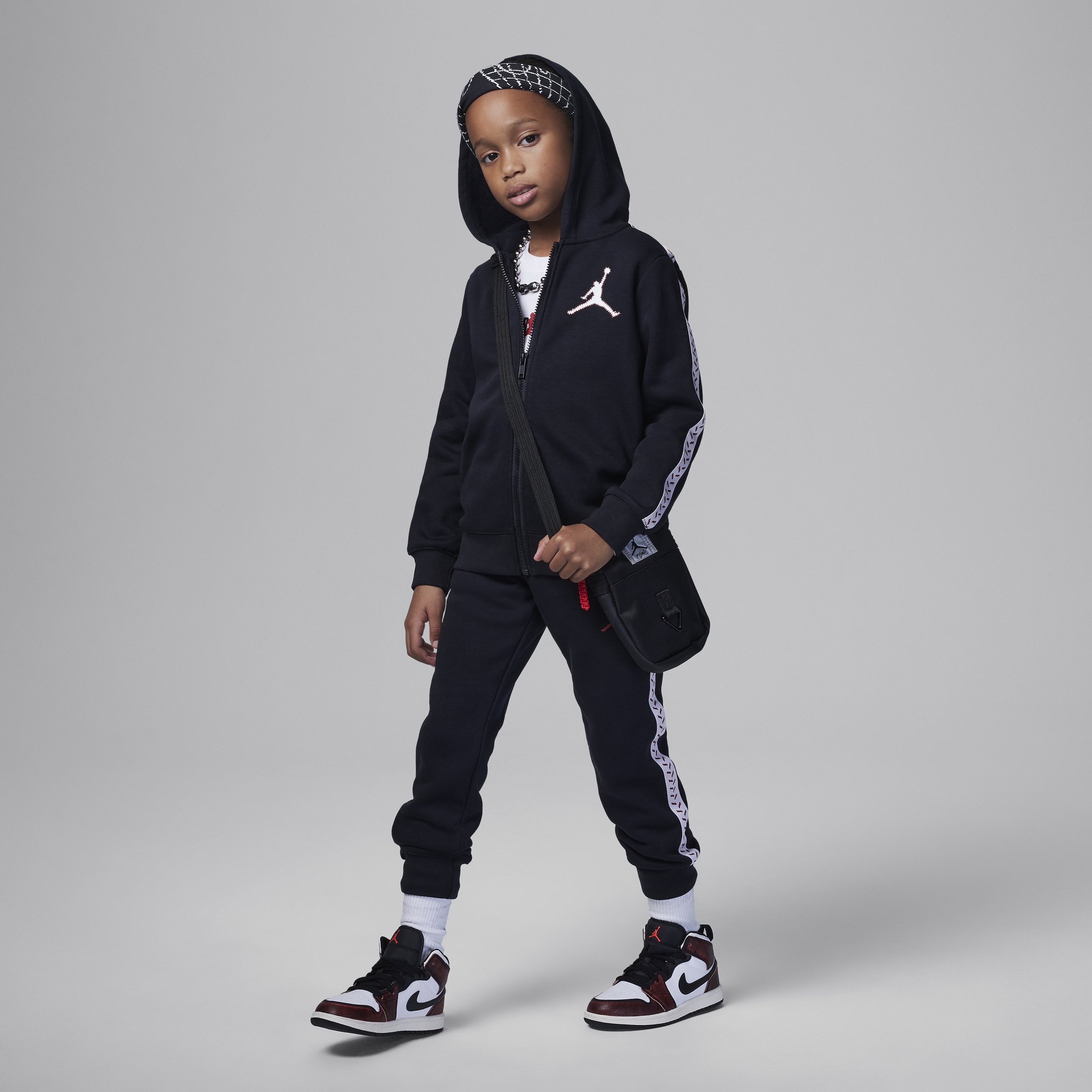 Jordan Mj Flight Mvp Little Kids' Full-zip Hoodie Set In Black