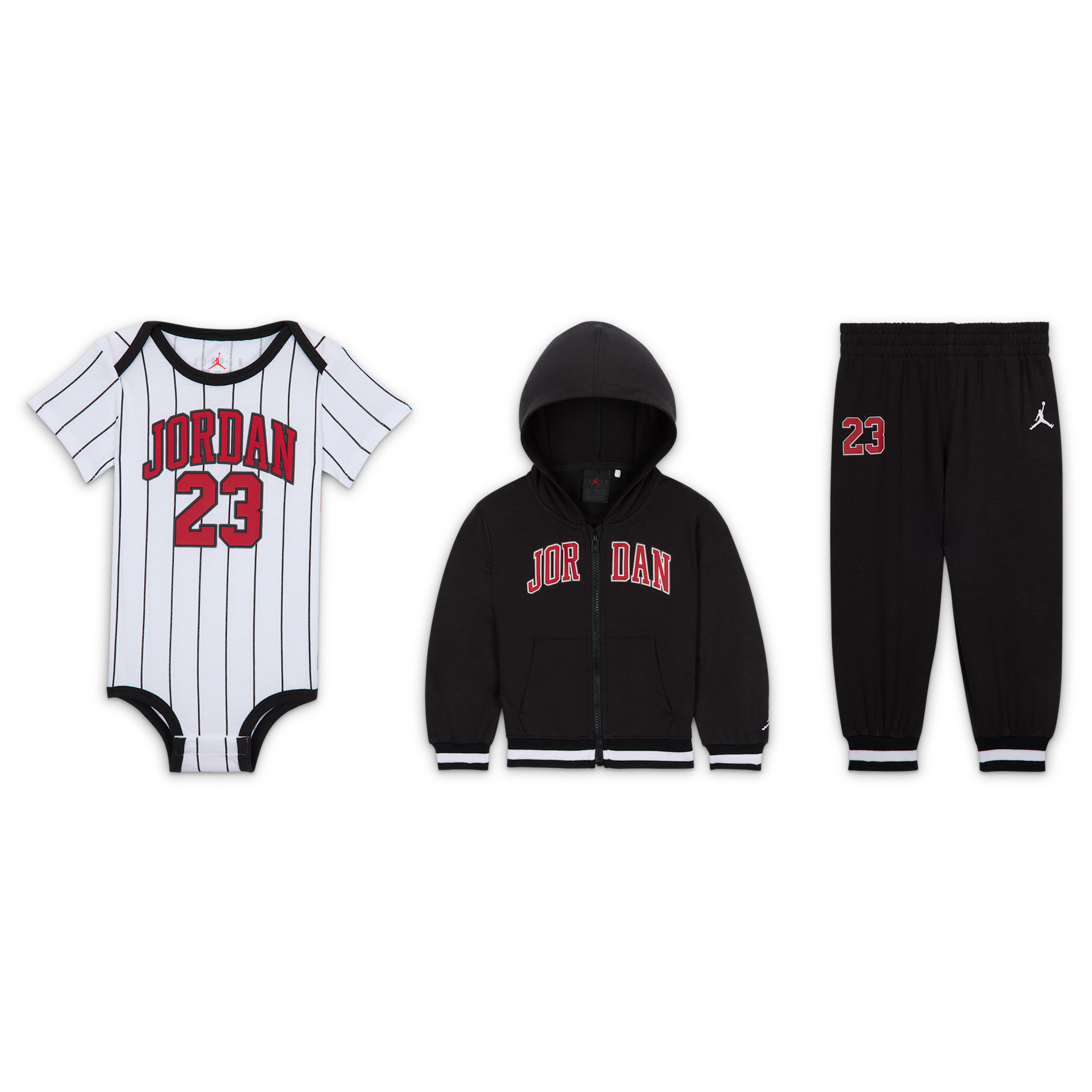 Jordan Baby 23 Jersey 3-Piece Full-Zip Hoodie Set in Black 65F182-023 71$