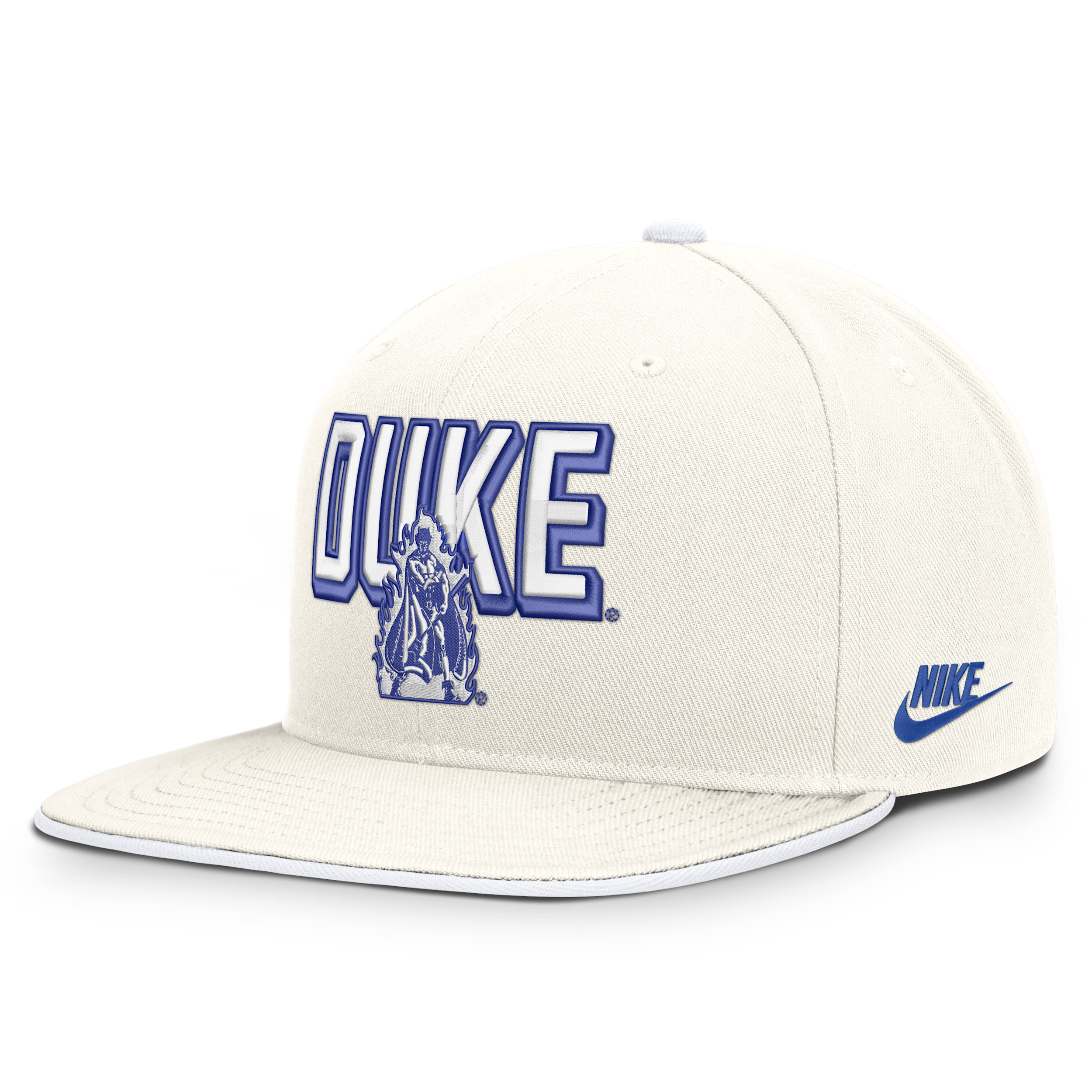 Duke Legacy Letter & Mascot Pro Nike Men's Dri-FIT College Adjustable Hat in White | NC120G9GDUV-207