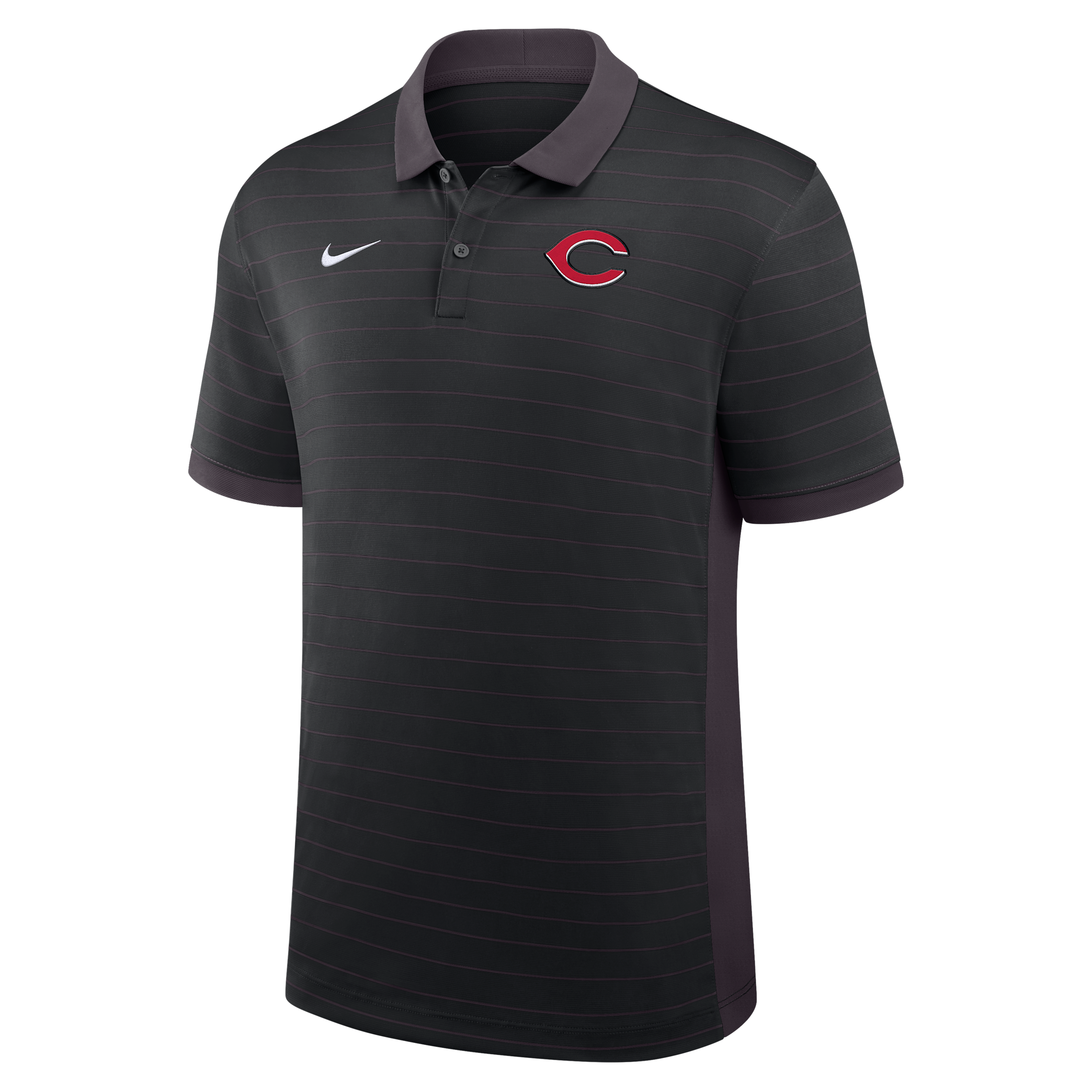 Cincinnati Reds Authentic Collection Striped Victory Nike Men's Dri-FIT MLB Polo in Black | 03BG0GJ6RED-P81