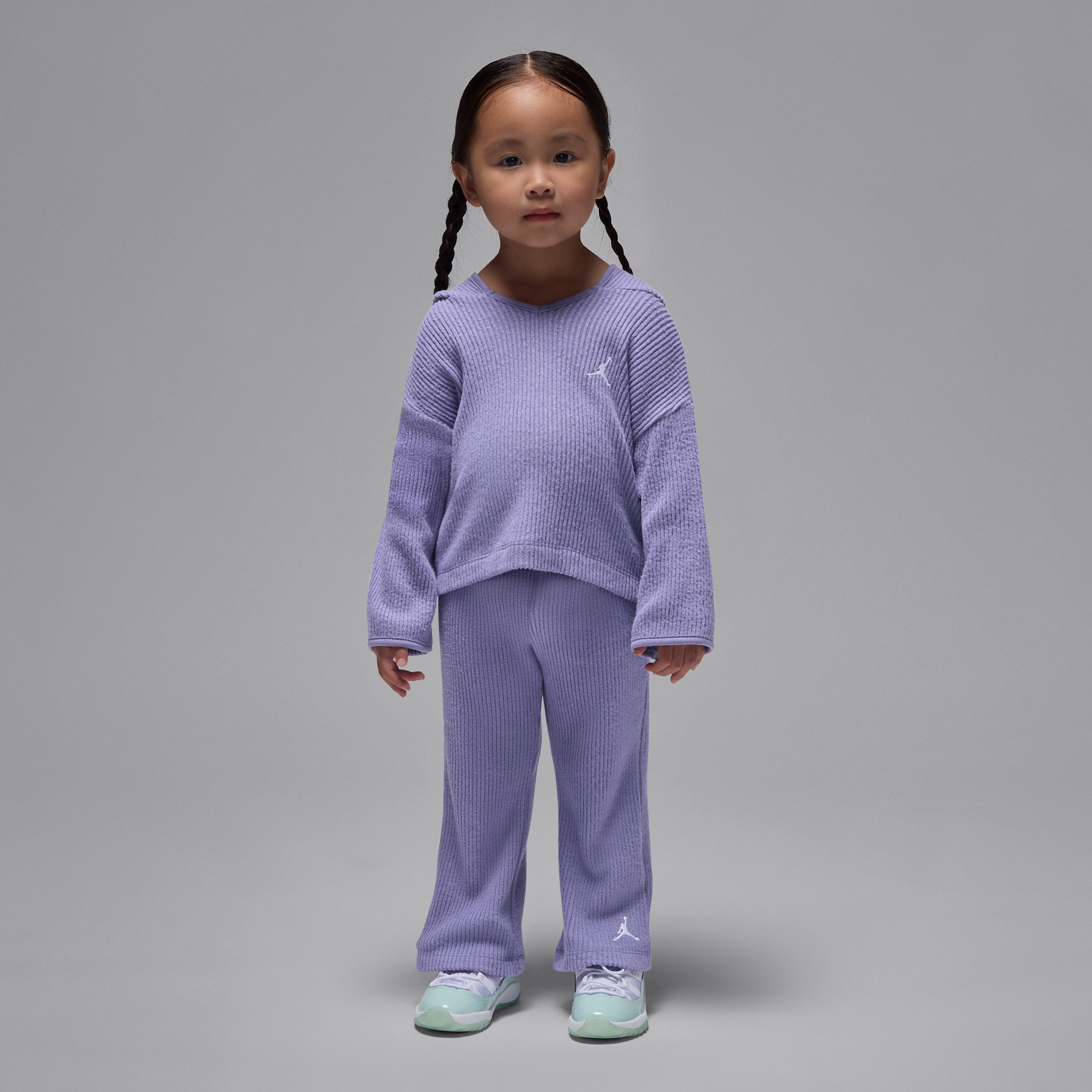 Jordan Toddler Heir To The Crown 2-piece Ribbed Pullover Set In Purple