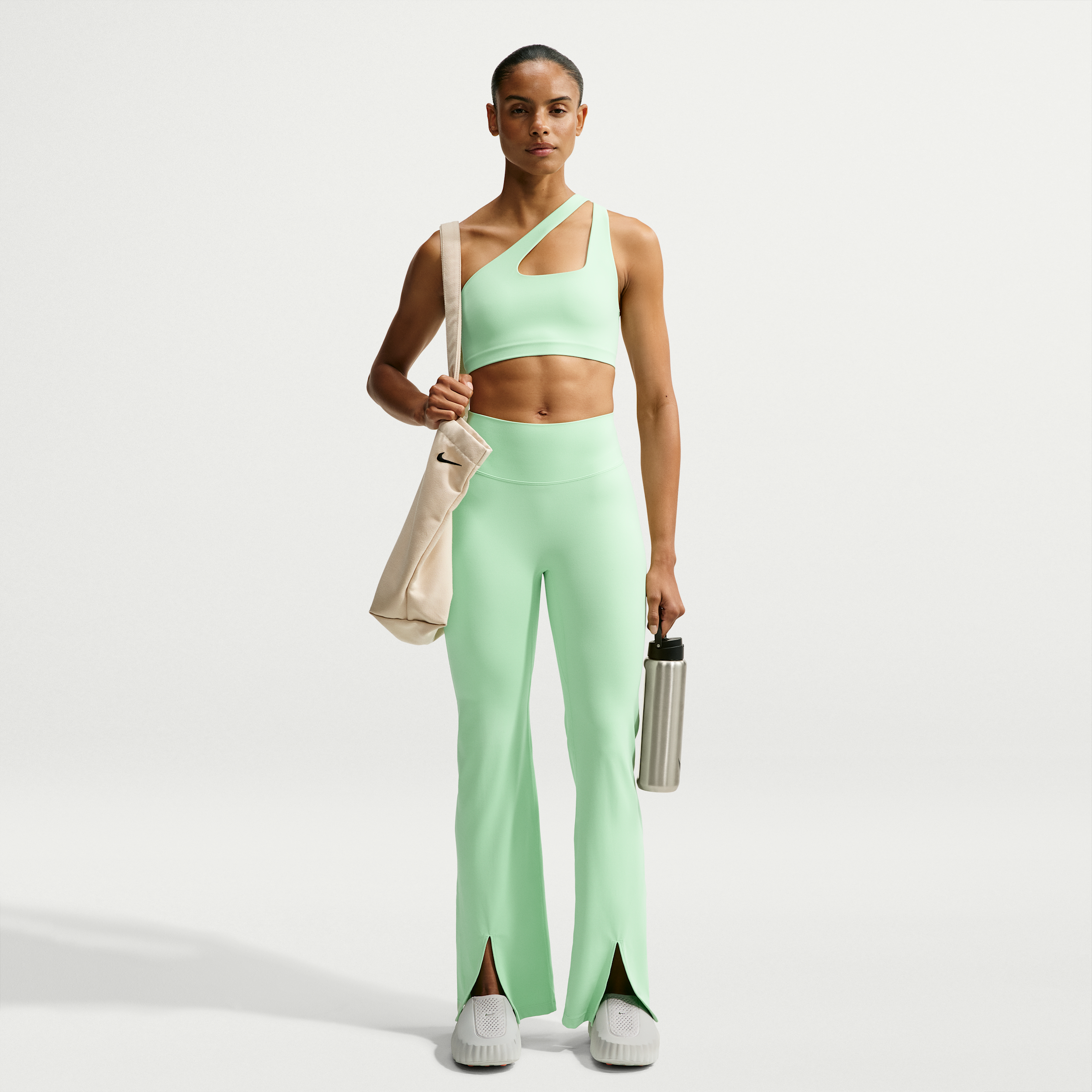 Nike Women's Zenvy High-Waisted Flared Leggings, Medium, Cucumber Calm
