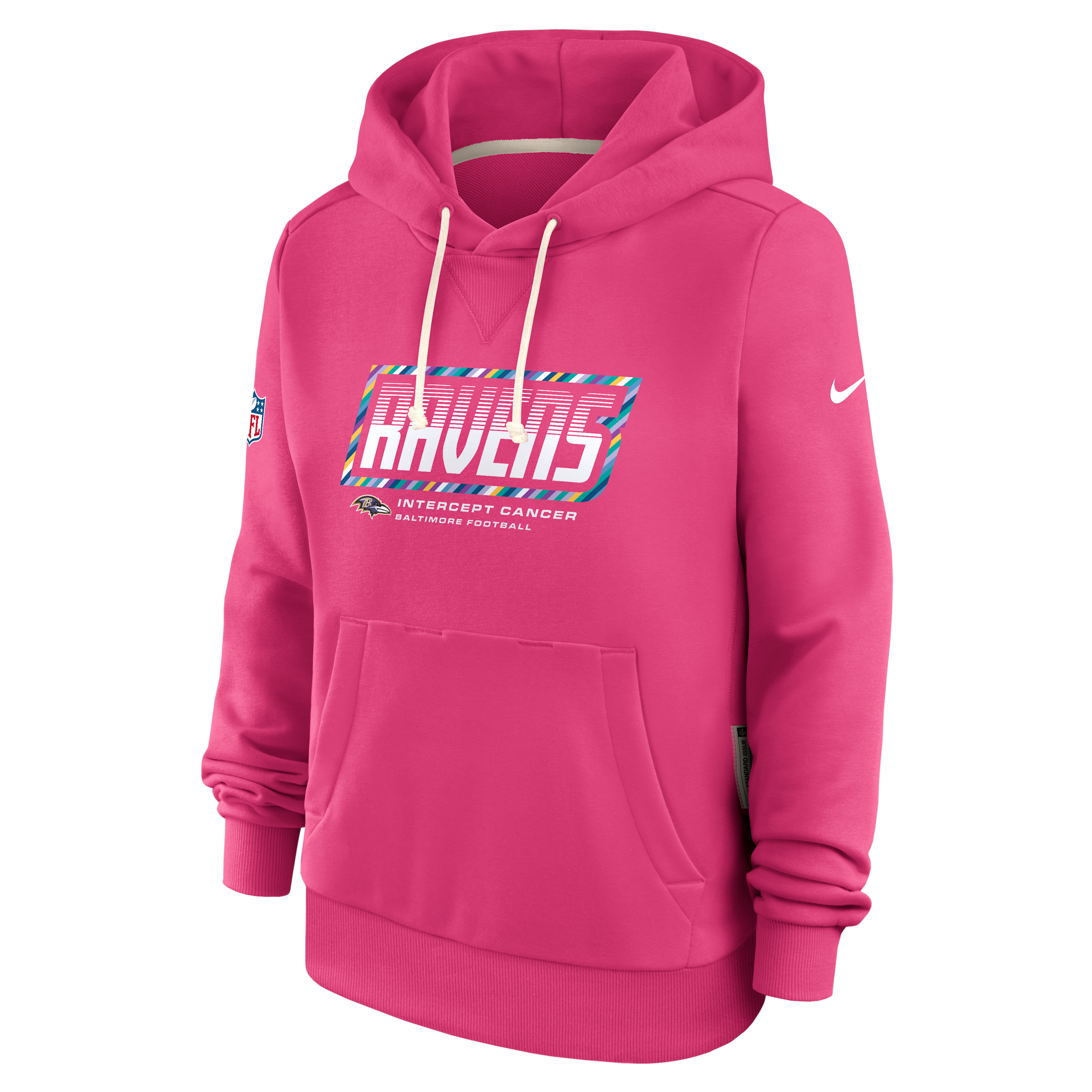 Baltimore Ravens Crucial Catch Standard Issue Nike Women's Dri-FIT NFL Pullover Hoodie in Pink | 03C368XZU3-F9R