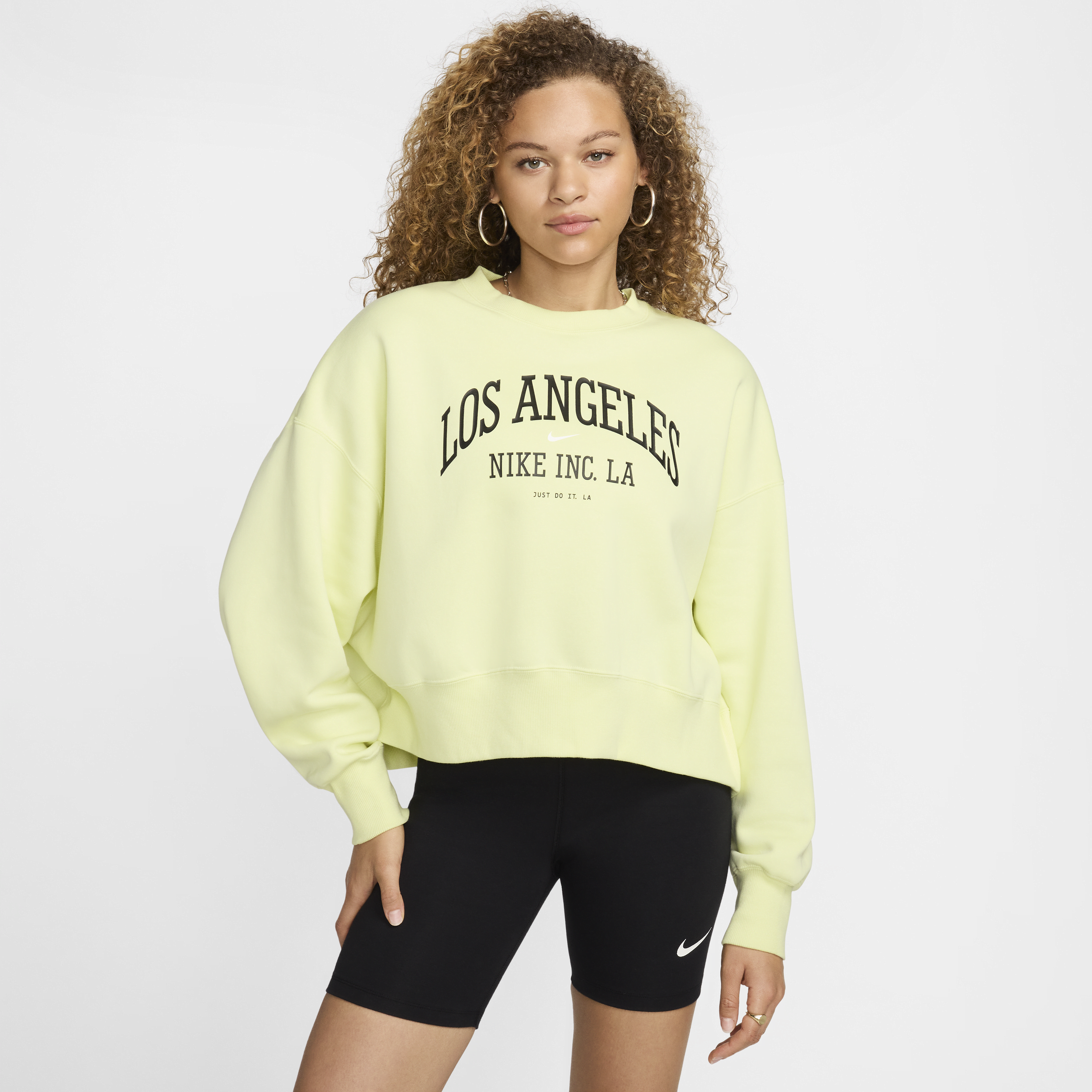 Shop Nike Women's  Sportswear Phoenix Fleece Over-oversized Crew-neck Graphic Sweatshirt In Green