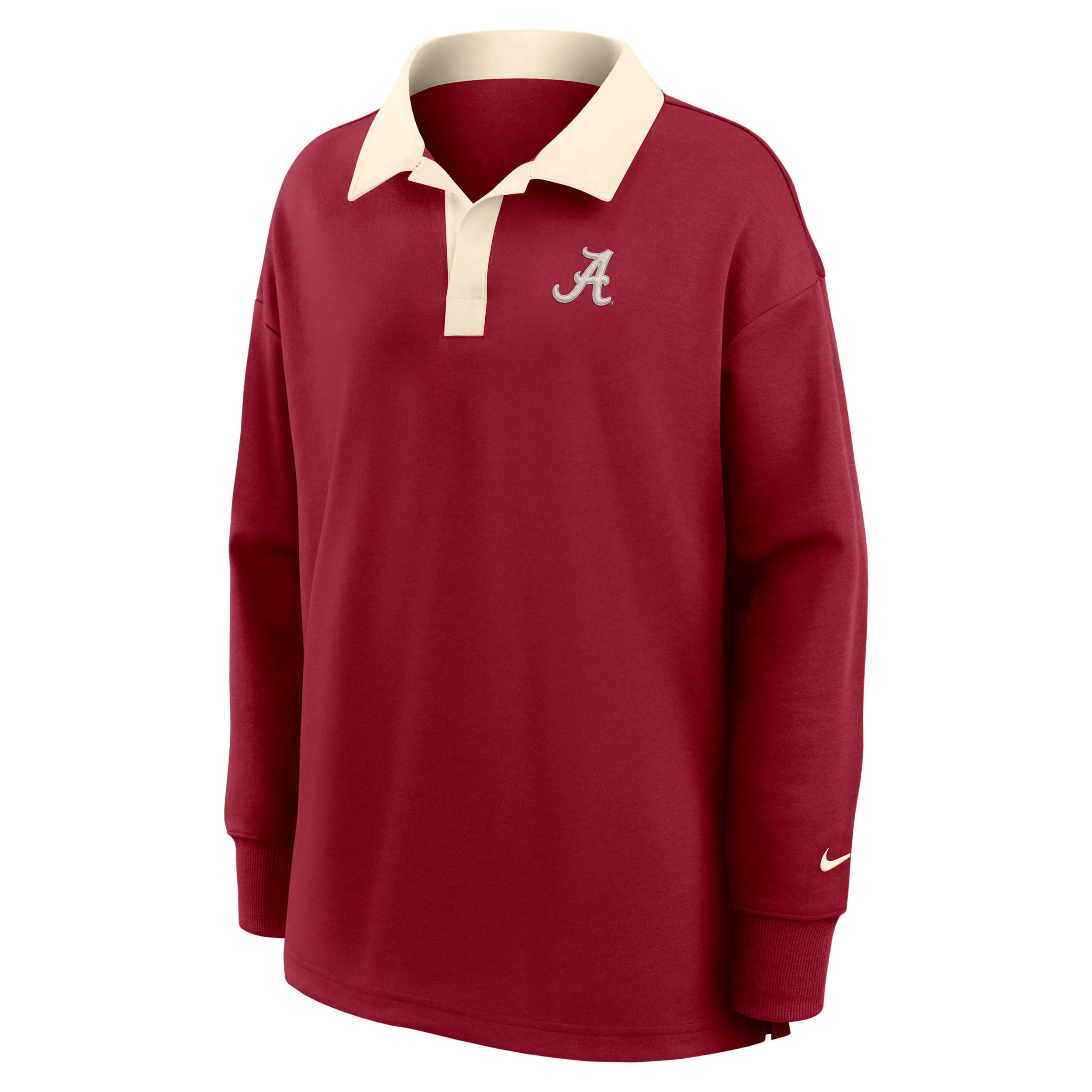 Nike Women's Crimson Alabama Crimson Tide Oversized Essential Dri-FITLong sleeves V-Neck Polo Shirt - Crimson