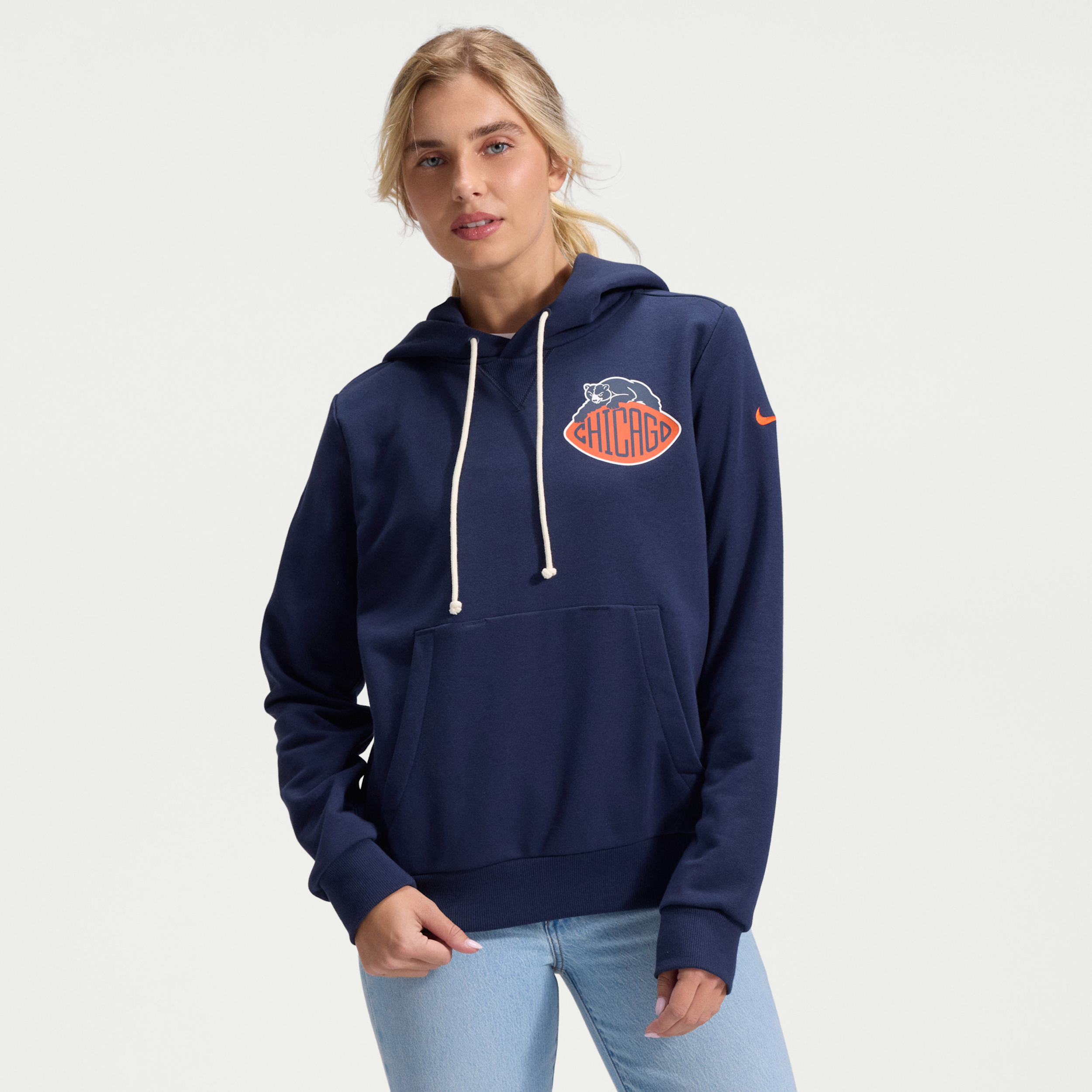 Chicago Bears Rivalries Collection Sideline Nike Women's Dri-FIT NFL Pullover Hoodie in Blue | 03C341L7Q-UU4