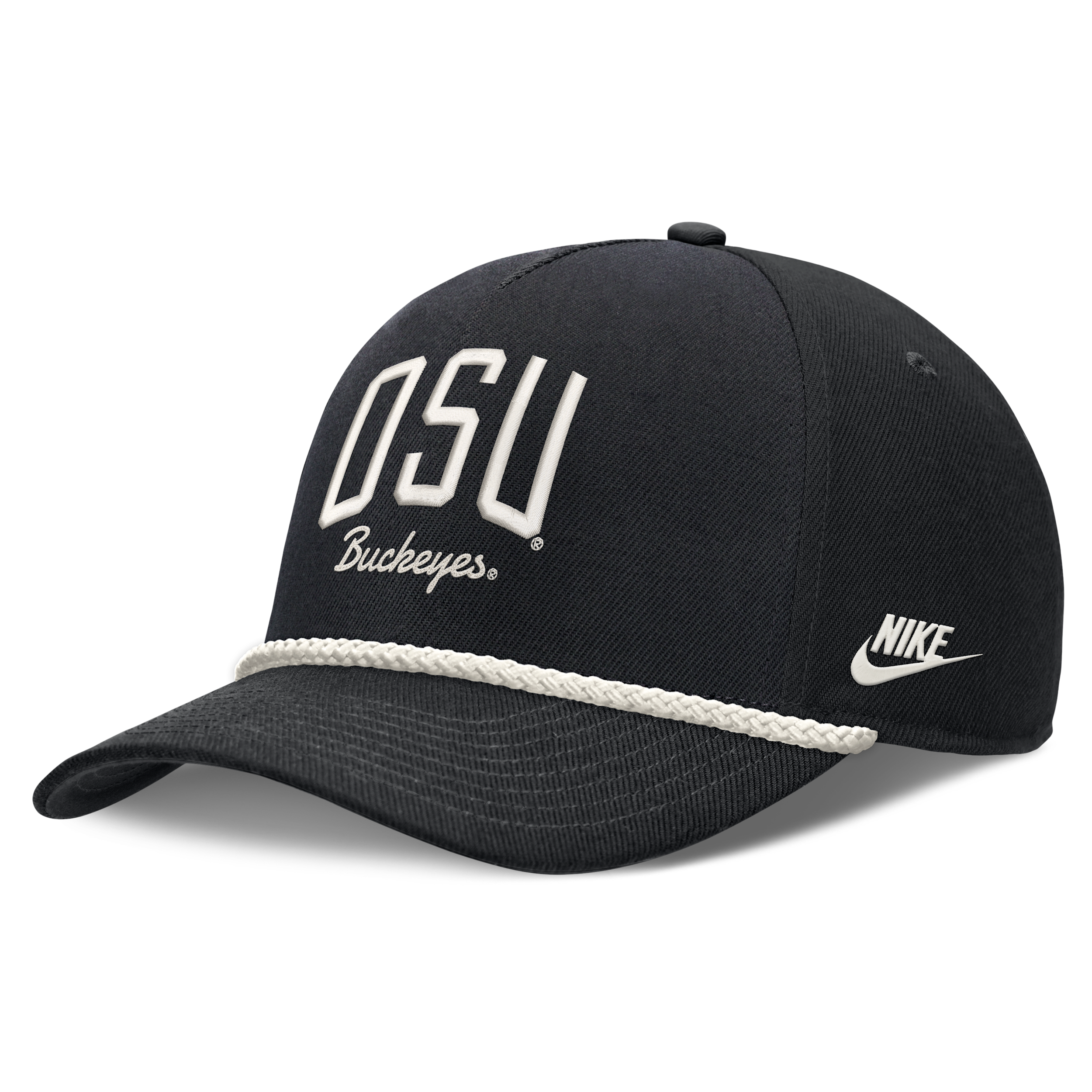 Ohio State Legacy Letter Rise Nike Unisex Dri-FIT College A-Frame Adjustable Hat in Black | NC0600AOBV-HED