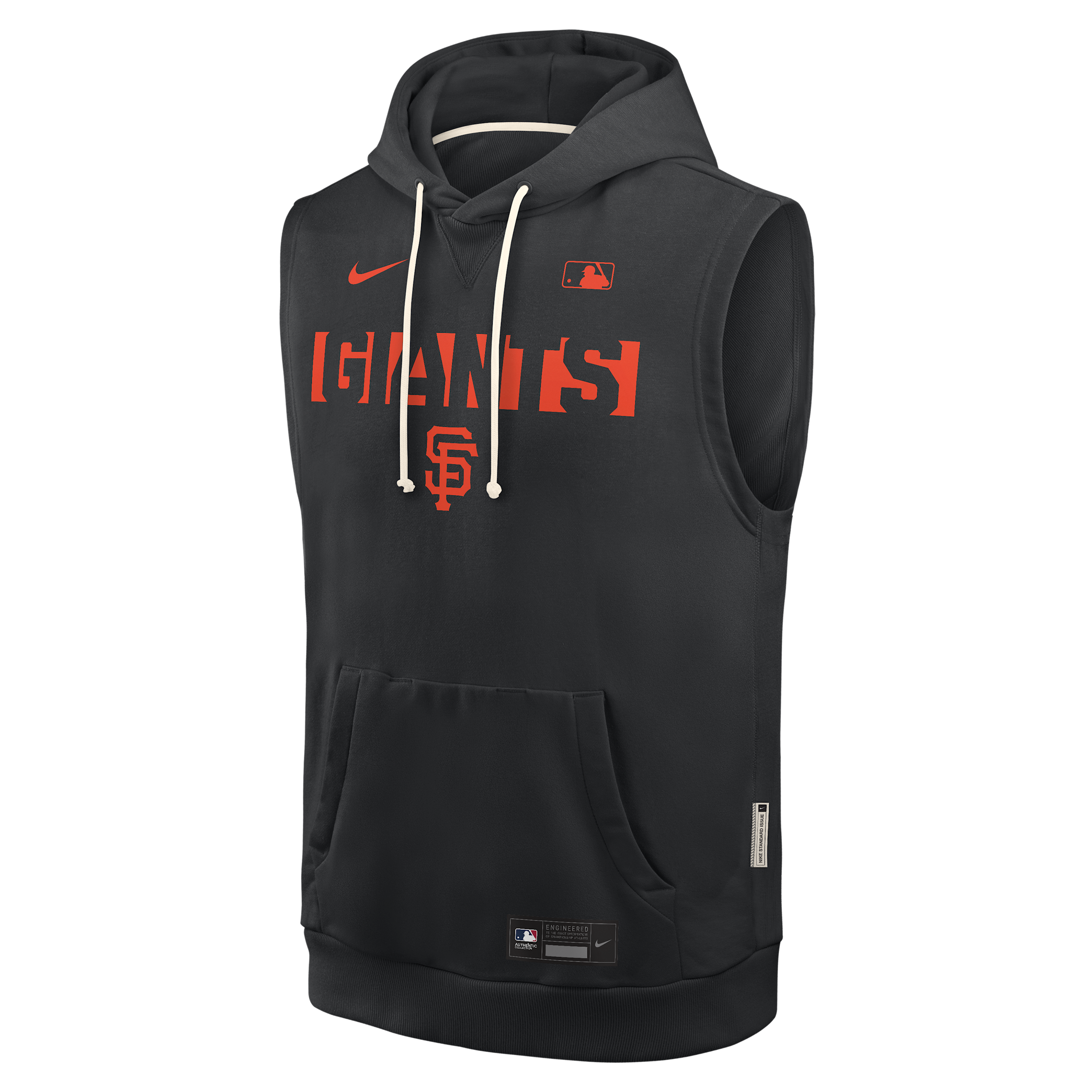 San Francisco Giants Authentic Collection Standard Issue Nike Men's Dri-FIT MLB Sleeveless Pullover Hoodie in Black | 03B400AGIA-4T2