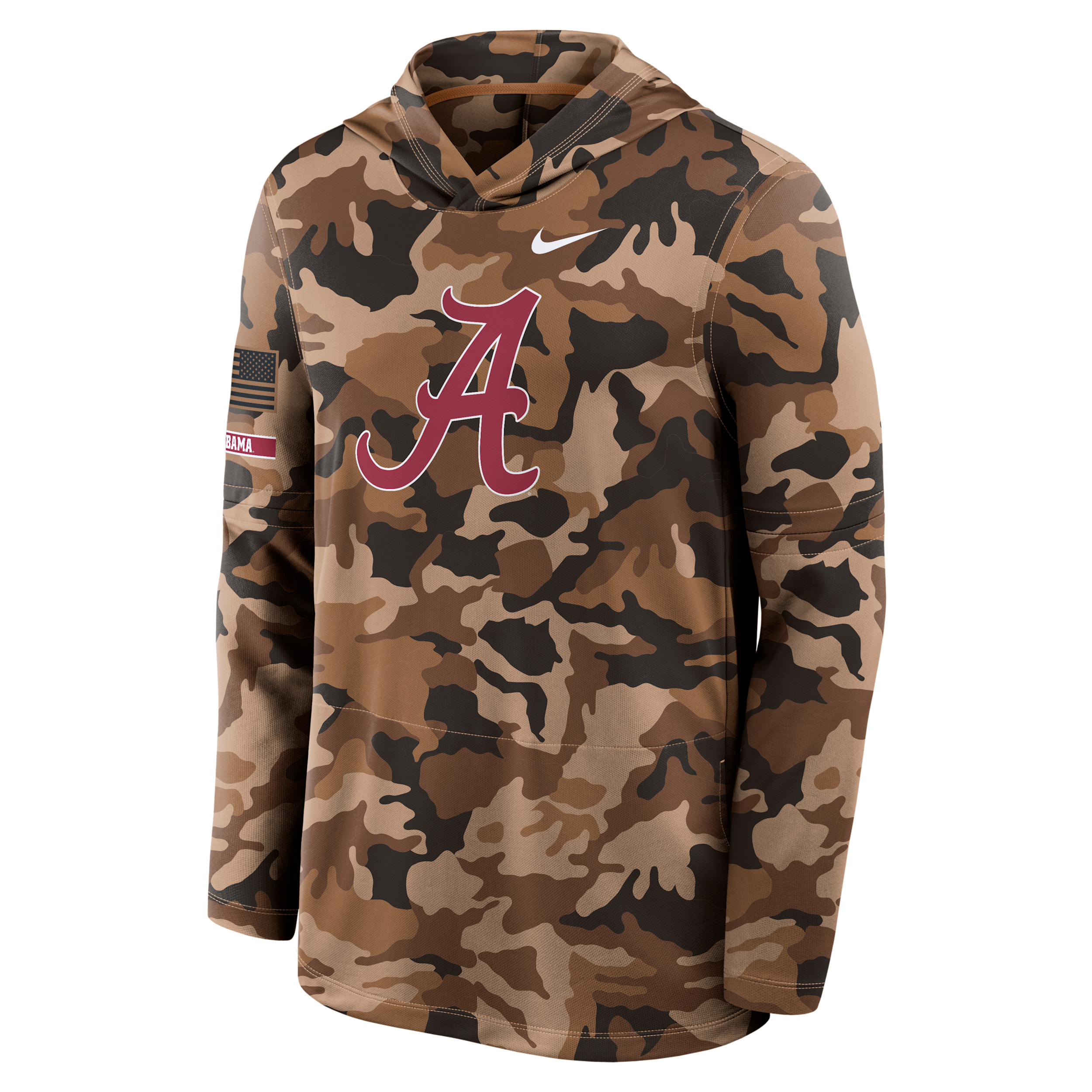 Alabama 2026 Military Appreciation Nike Men's Dri-FIT College Long-Sleeve Hooded Top in Brown | 03B92EAABN-954