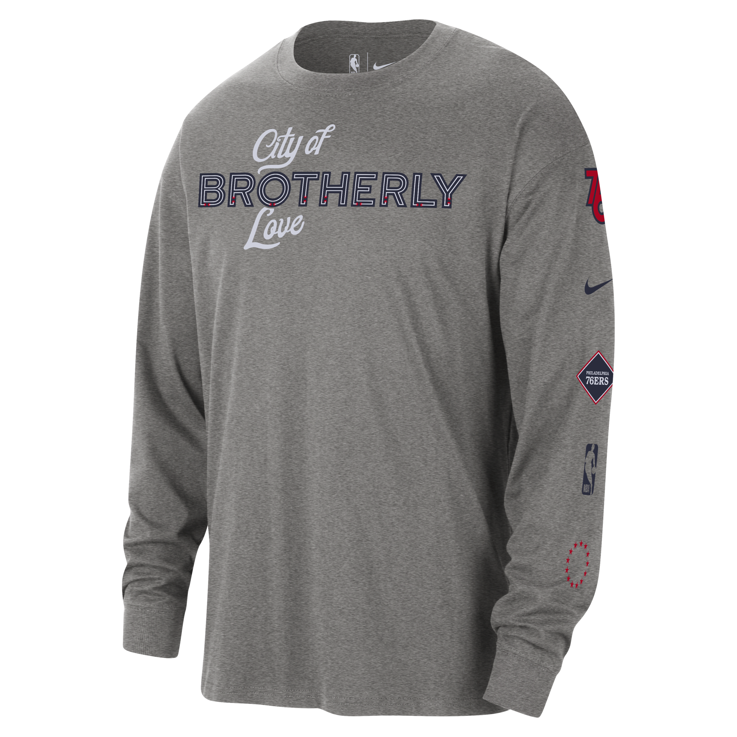 Shop Nike Philadelphia 76ers 2023/24 City Edition  Men's Nba Max90 Long-sleeve T-shirt In Grey