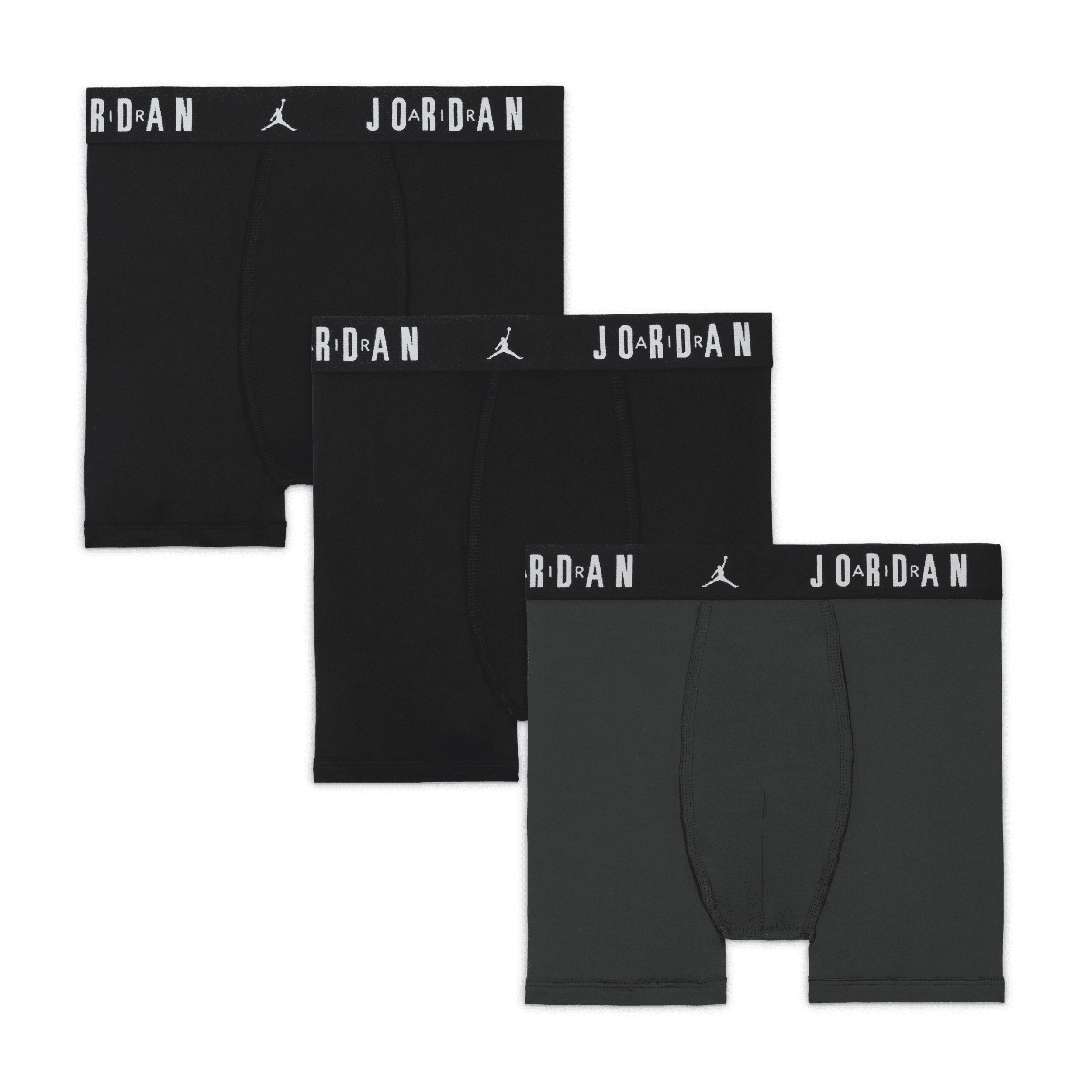 Jordan Flight Dri-fit Big Kids' Poly Boxer Briefs (3-pack) In Grey