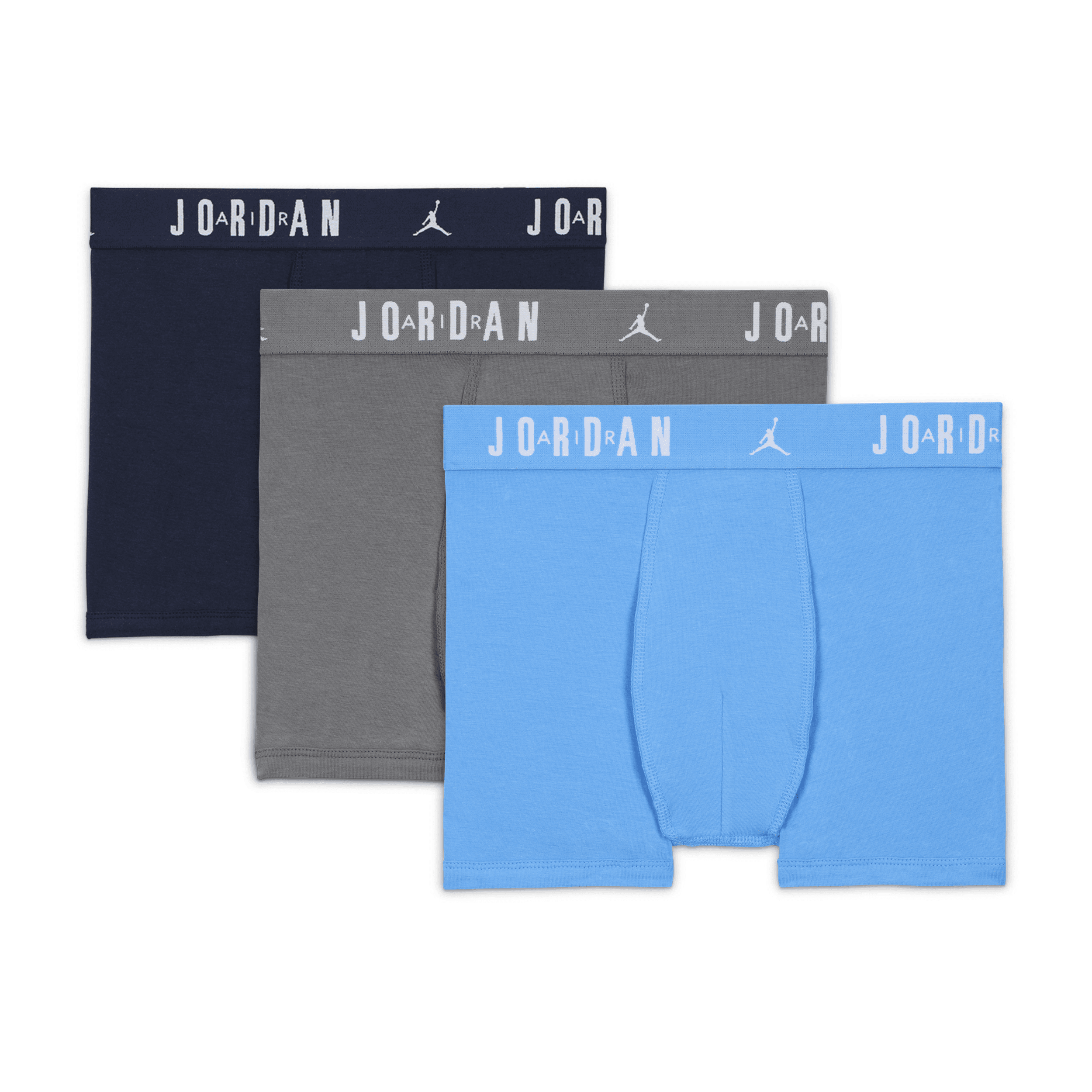 Jordan Flight Dri-fit Big Kids' Cotton Boxer Briefs (3-pack) In Blue