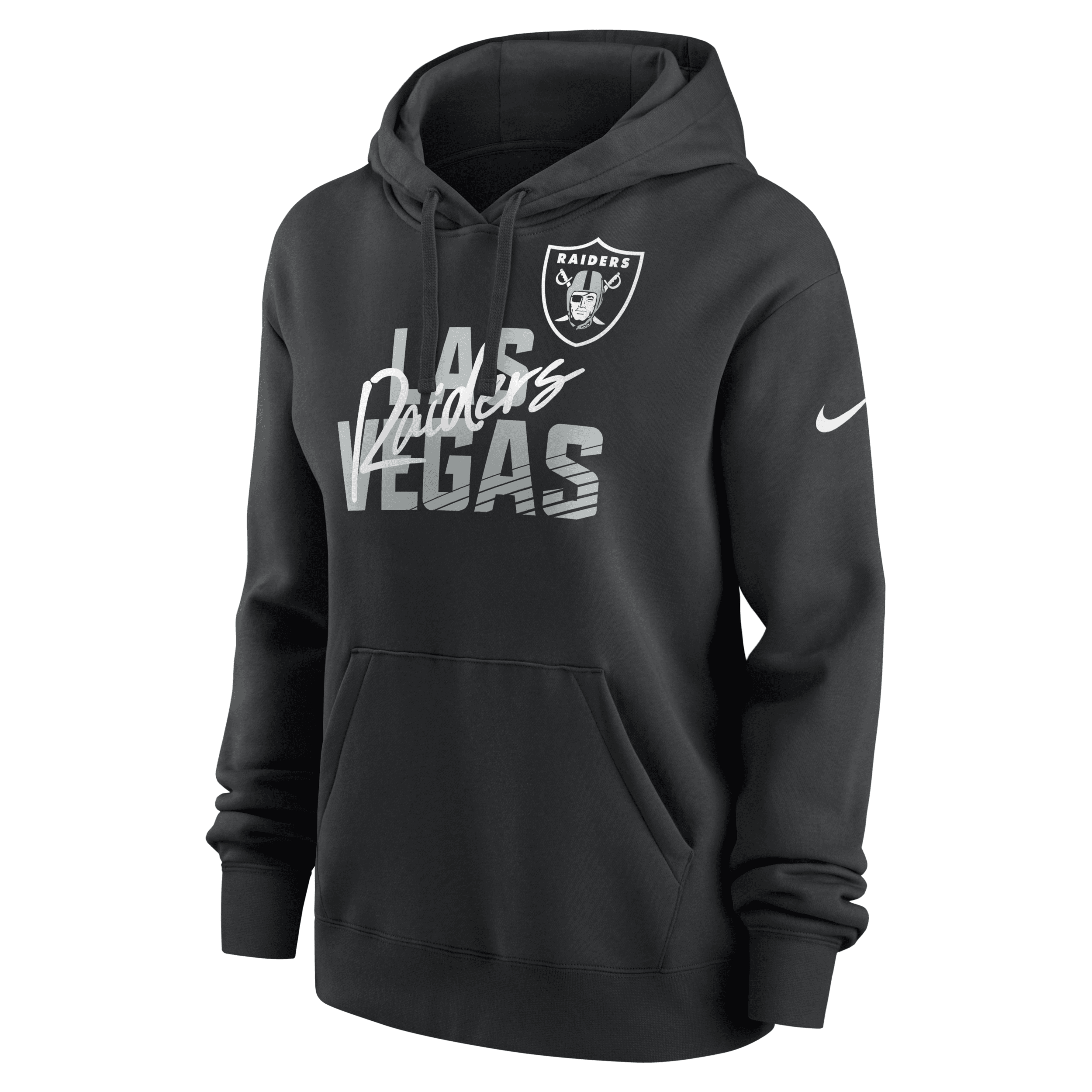 Shop Nike Women's Wordmark Club (nfl Las Vegas Raiders) Pullover Hoodie In Black