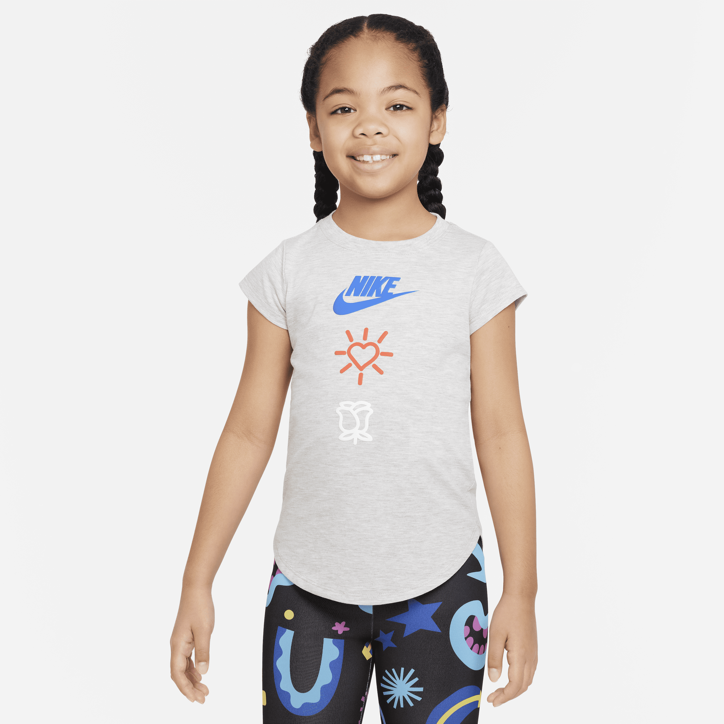 Nike Love Icon Stack Tee Little Kids' T-shirt In Grey