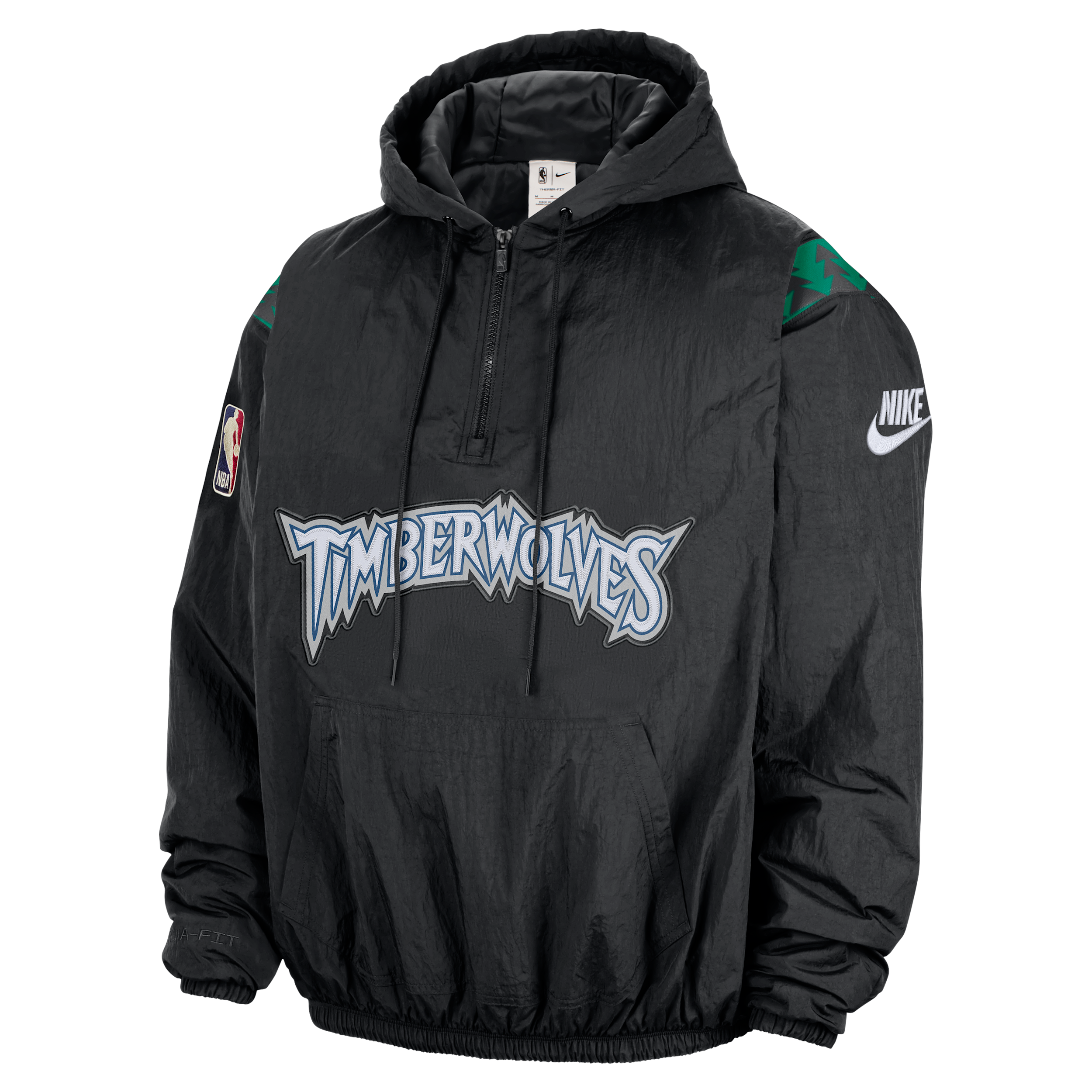 Minnesota Timberwolves Hardwood Classics Nike Men’s Therma-FIT NBA 1/2-Zip Hoodie in Black | HQ5332-010