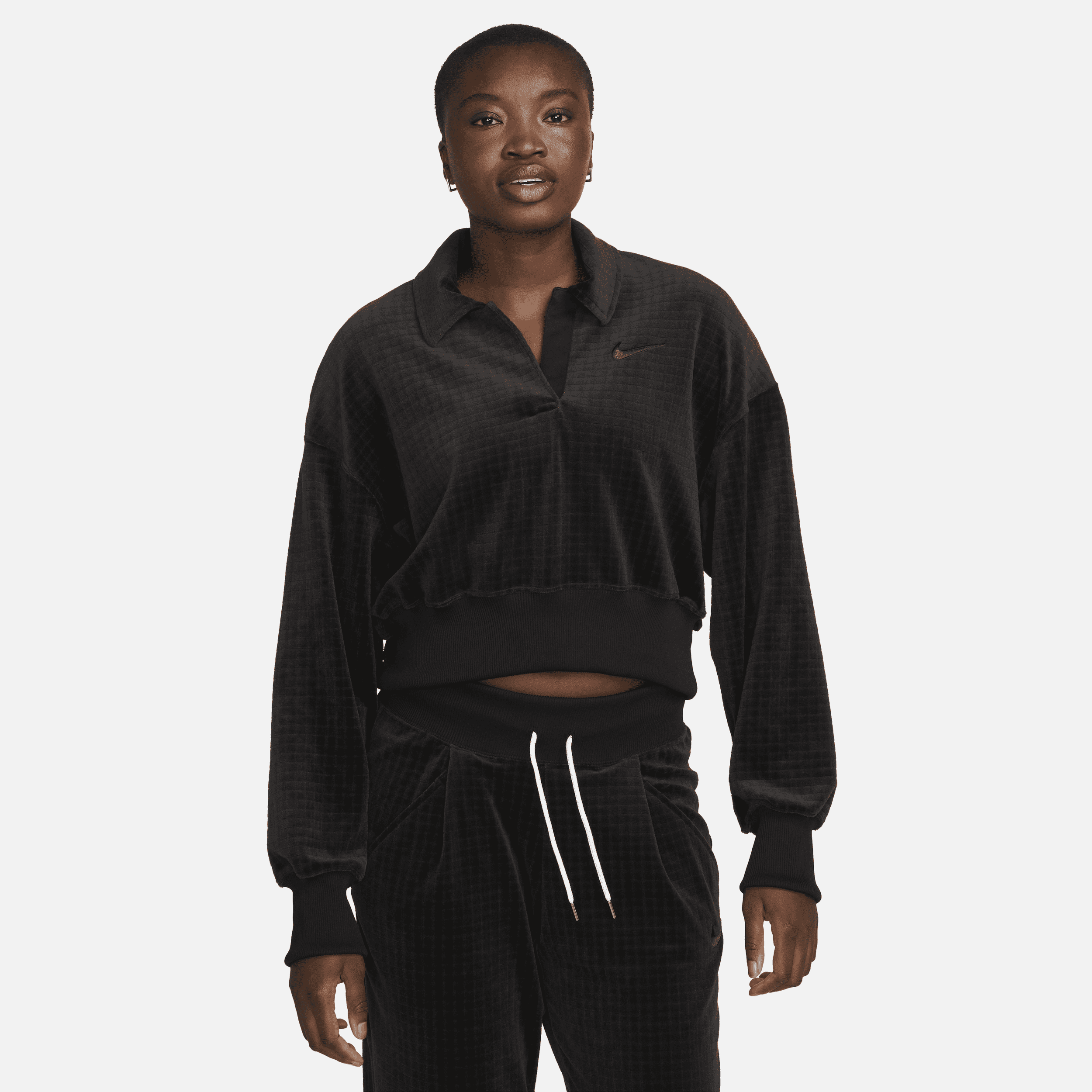 Nike Women's  Sportswear Velour Polo In Black