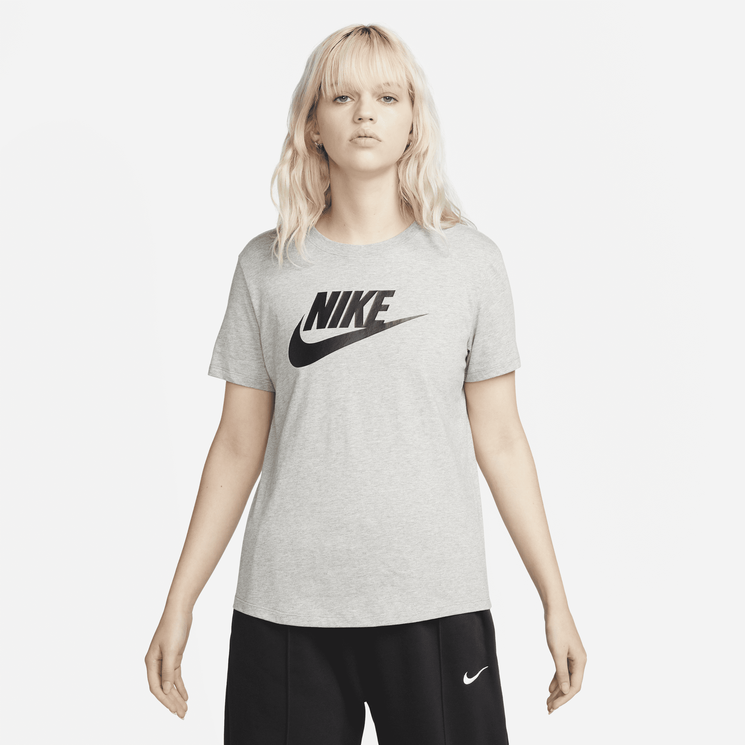 Shop Nike Women's  Sportswear Essentials Logo T-shirt In Grey
