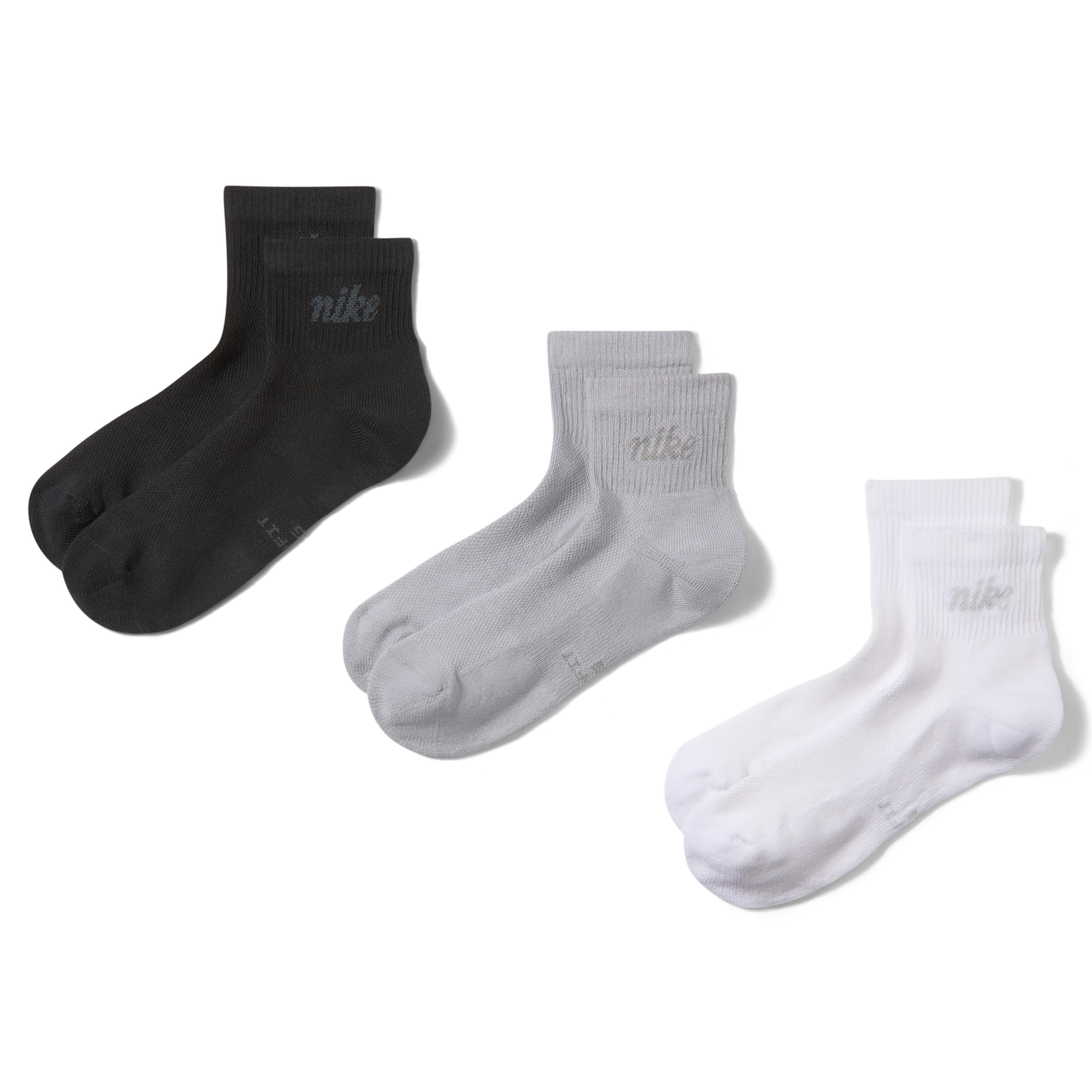 Nike Everyday Elevated Ankle Socks - 3 Pack, Men's, Medium, Black/Grey/White