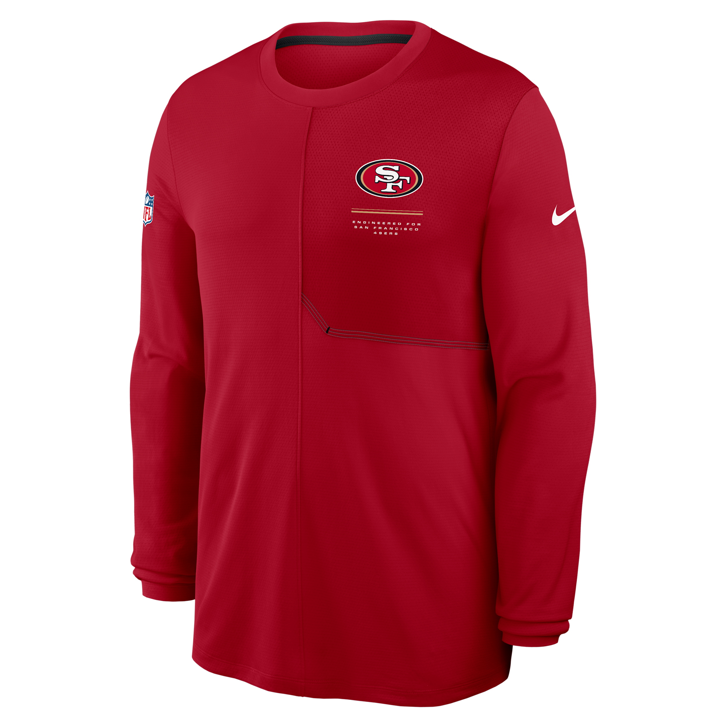 San Francisco 49ers Sideline Coach Nike Men's Dri-FIT NFL Long-Sleeve Top in Red | 03B1058Y9B-B8B