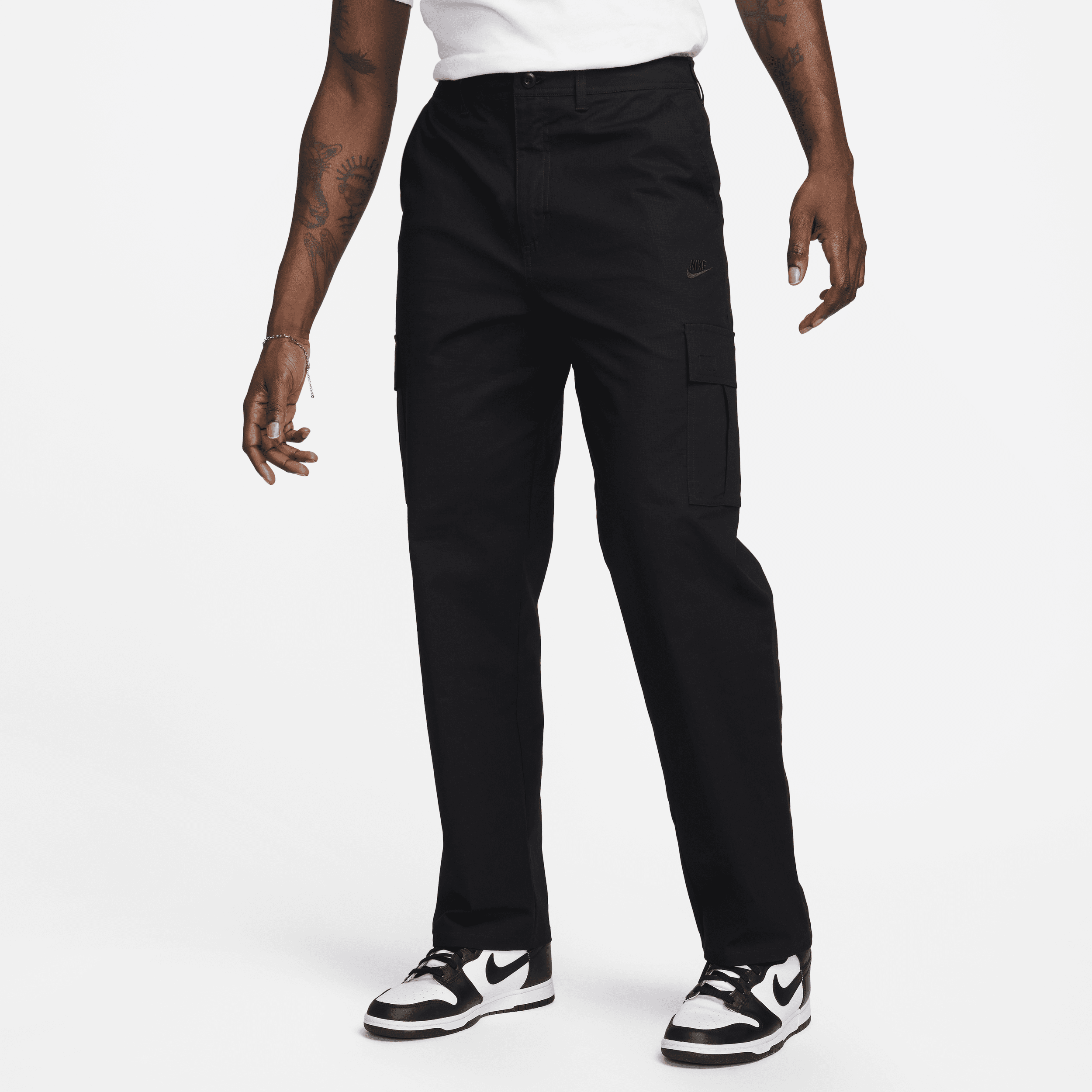 Shop Nike Men's Club Cargo Pants In Black