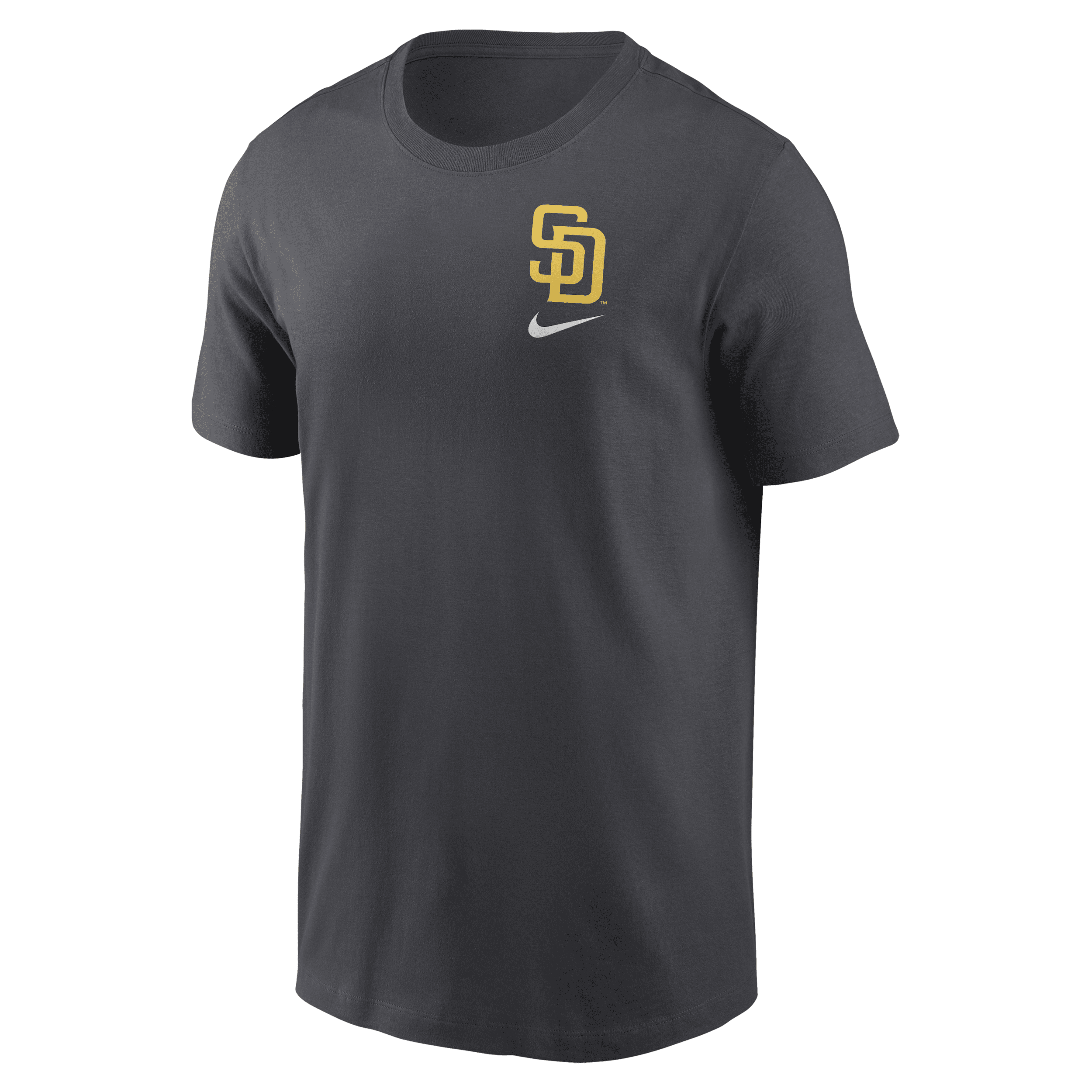 Nike Charcoal San Diego Padres Logo Sketch Bar T-shirt In Grey