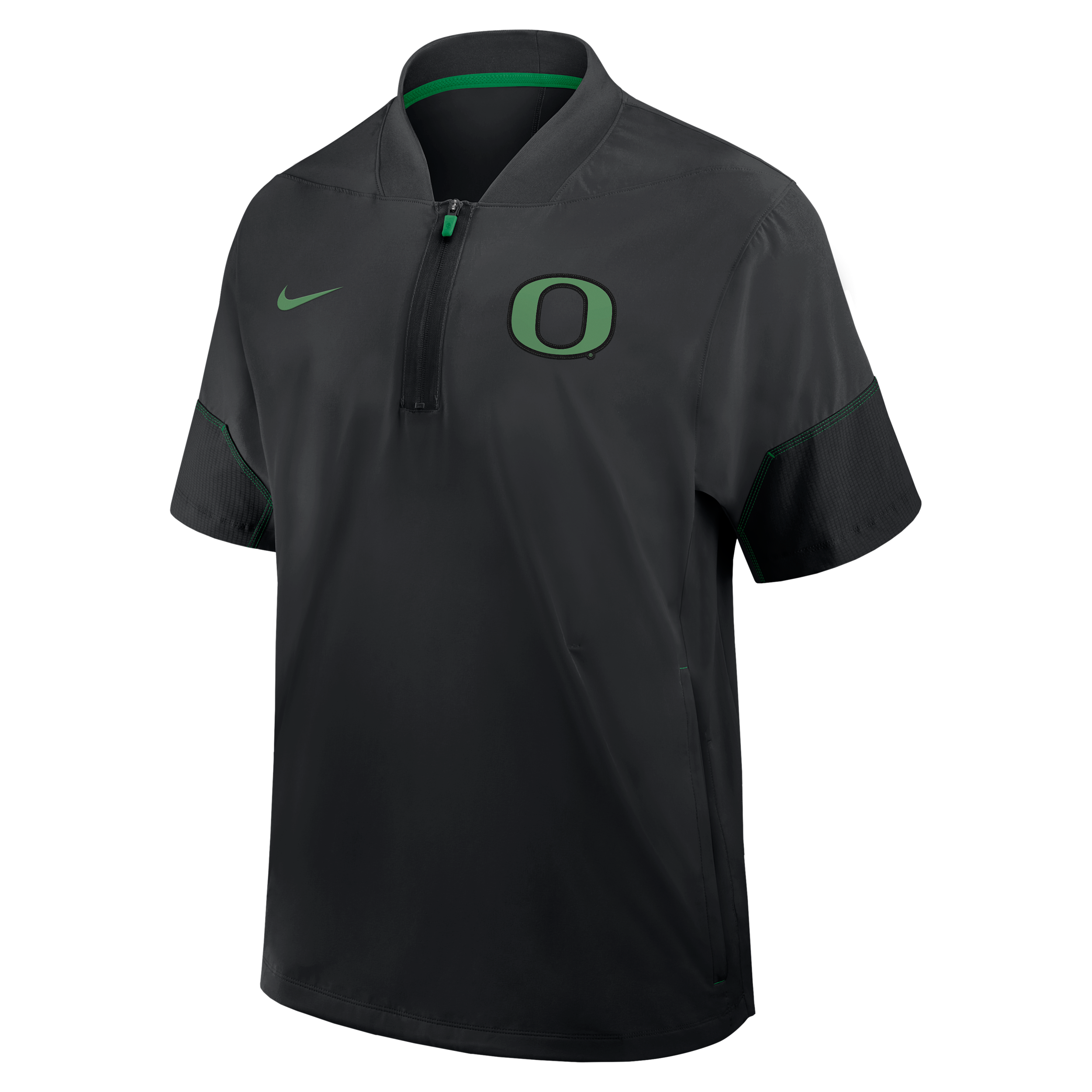 Oregon Sideline Coach Nike Men's College 1/2-Zip Short-Sleeve Hooded Jacket in Black | 03BO08ZEUON-6XU