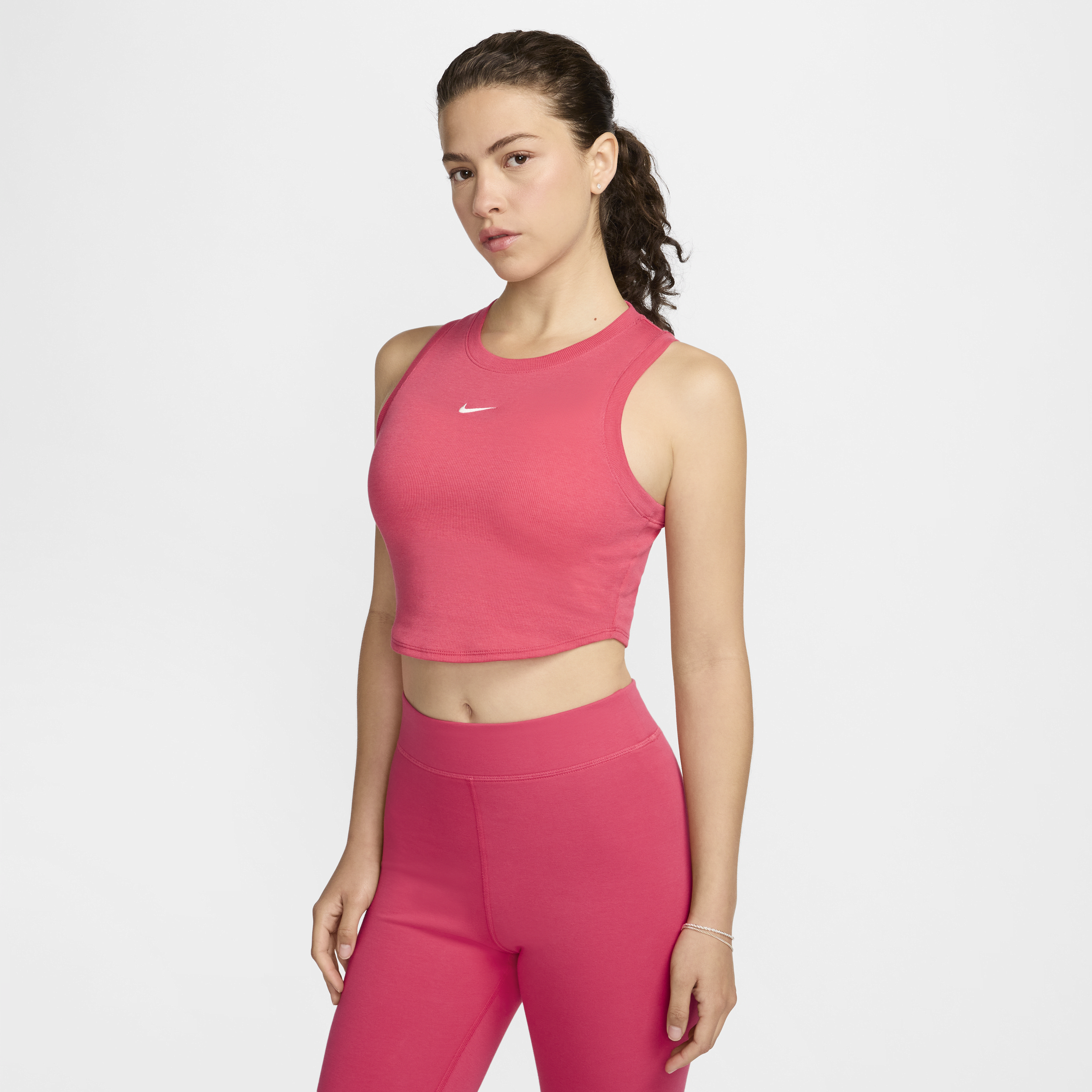 Nike Women's  Sportswear Chill Knit Tight Cropped Mini-rib Tank Top In Pink