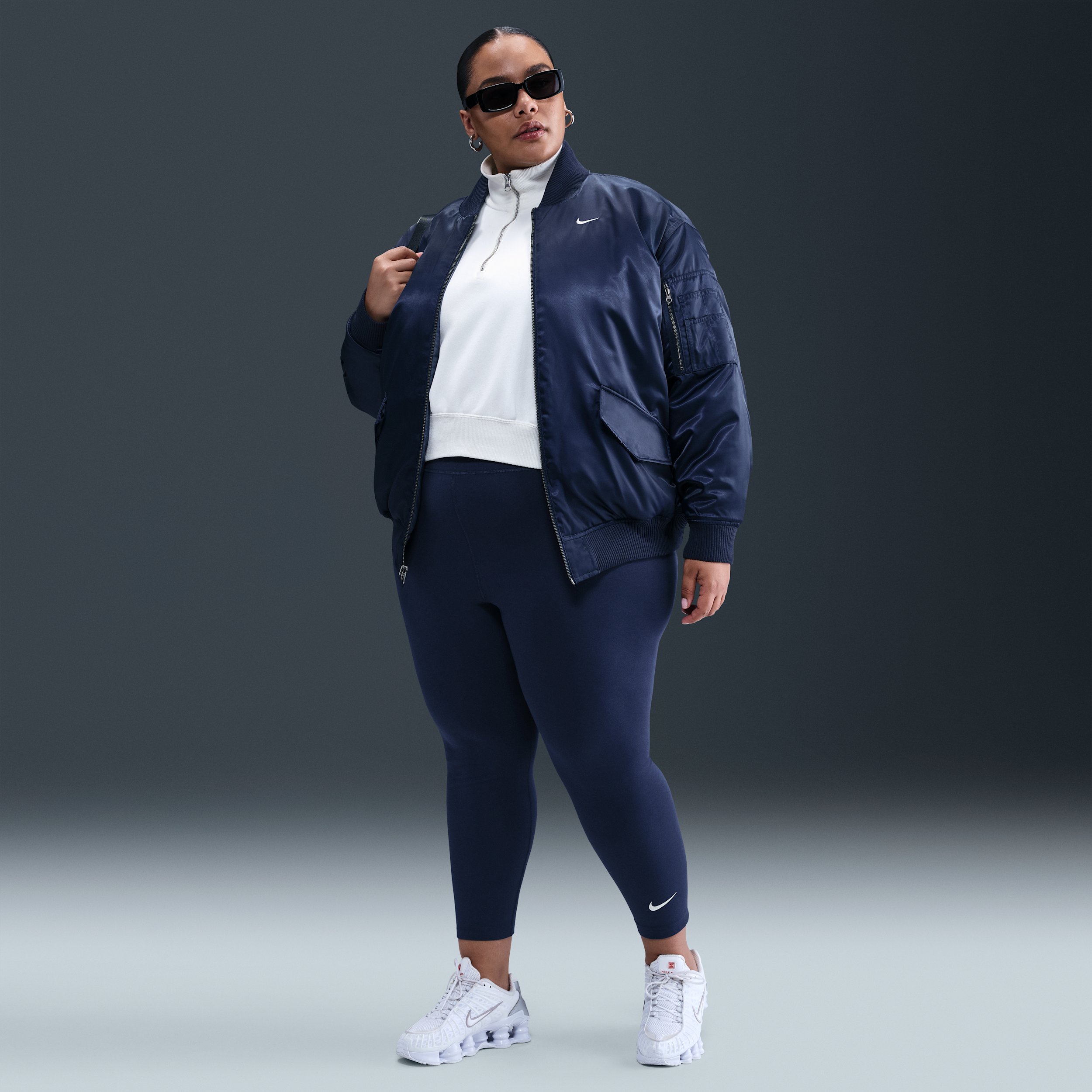 Nike Women's  Sportswear Classic High-waisted 7/8 Leggings (plus Size) In Blue