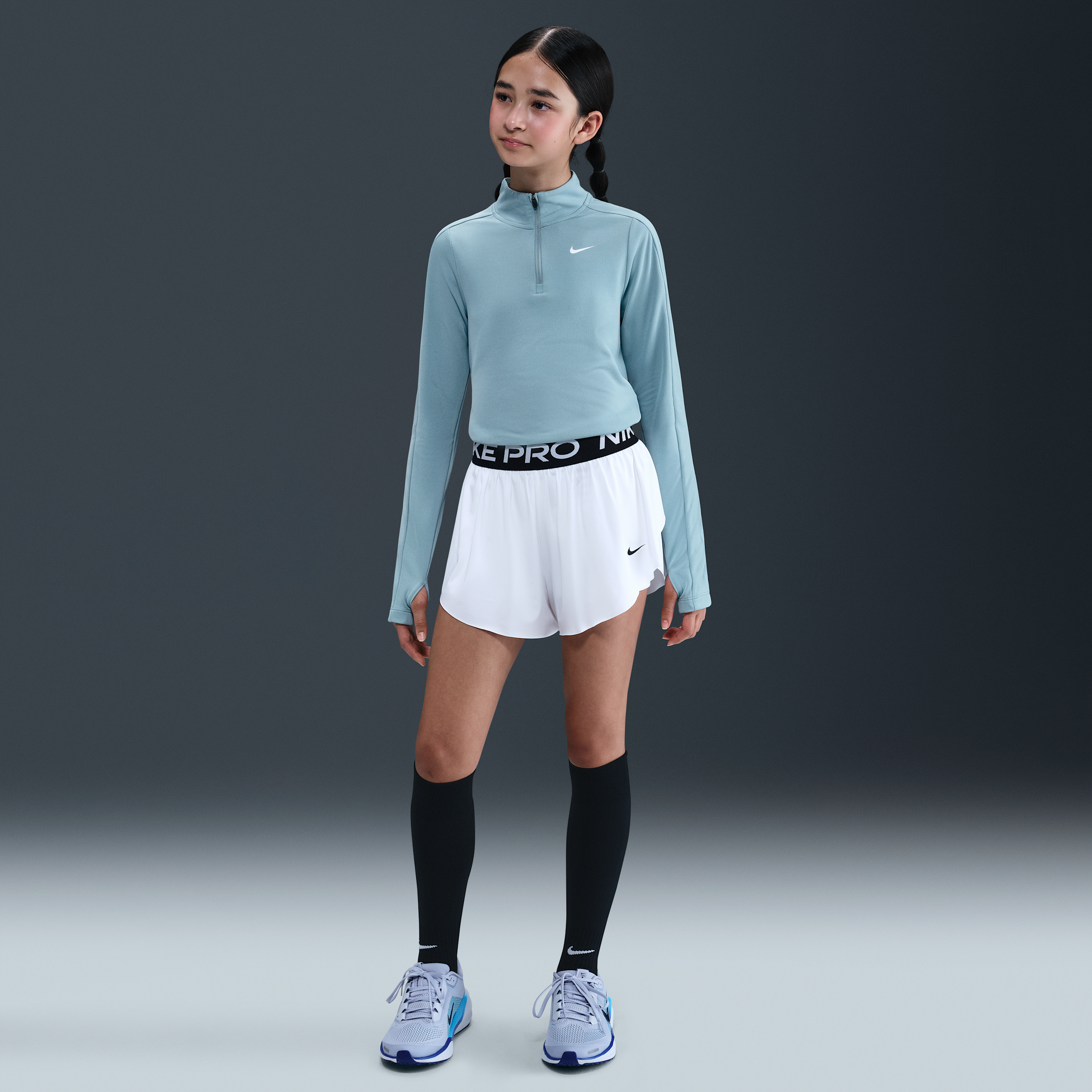 Nike Pro Big Kids' (Girls') Dri-FIT 2-in-1 Shorts in White | II3640-100