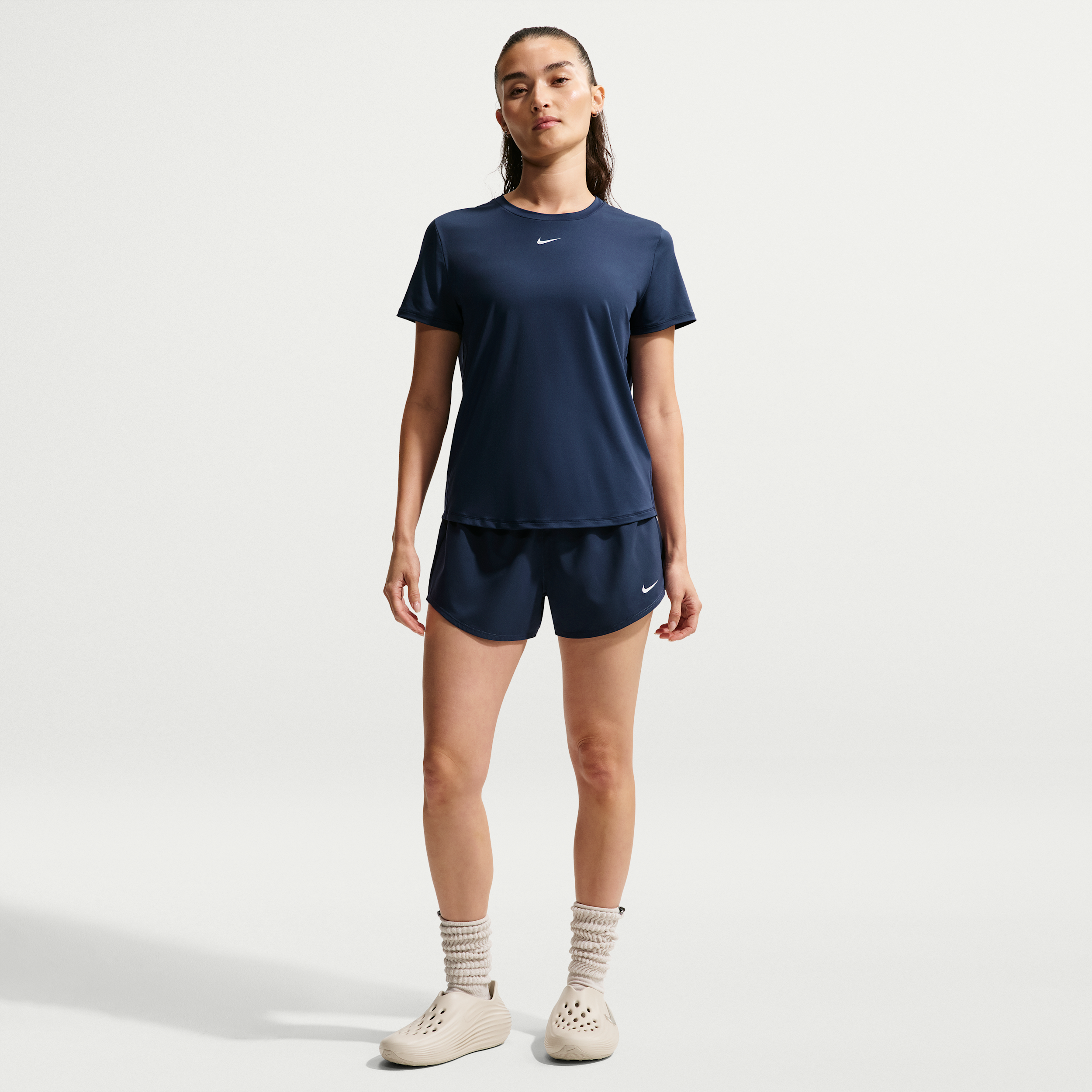 Nike Women's One Dri-FIT Mid-Rise 3" Brief-Lined Shorts in Blue | DX6010-413