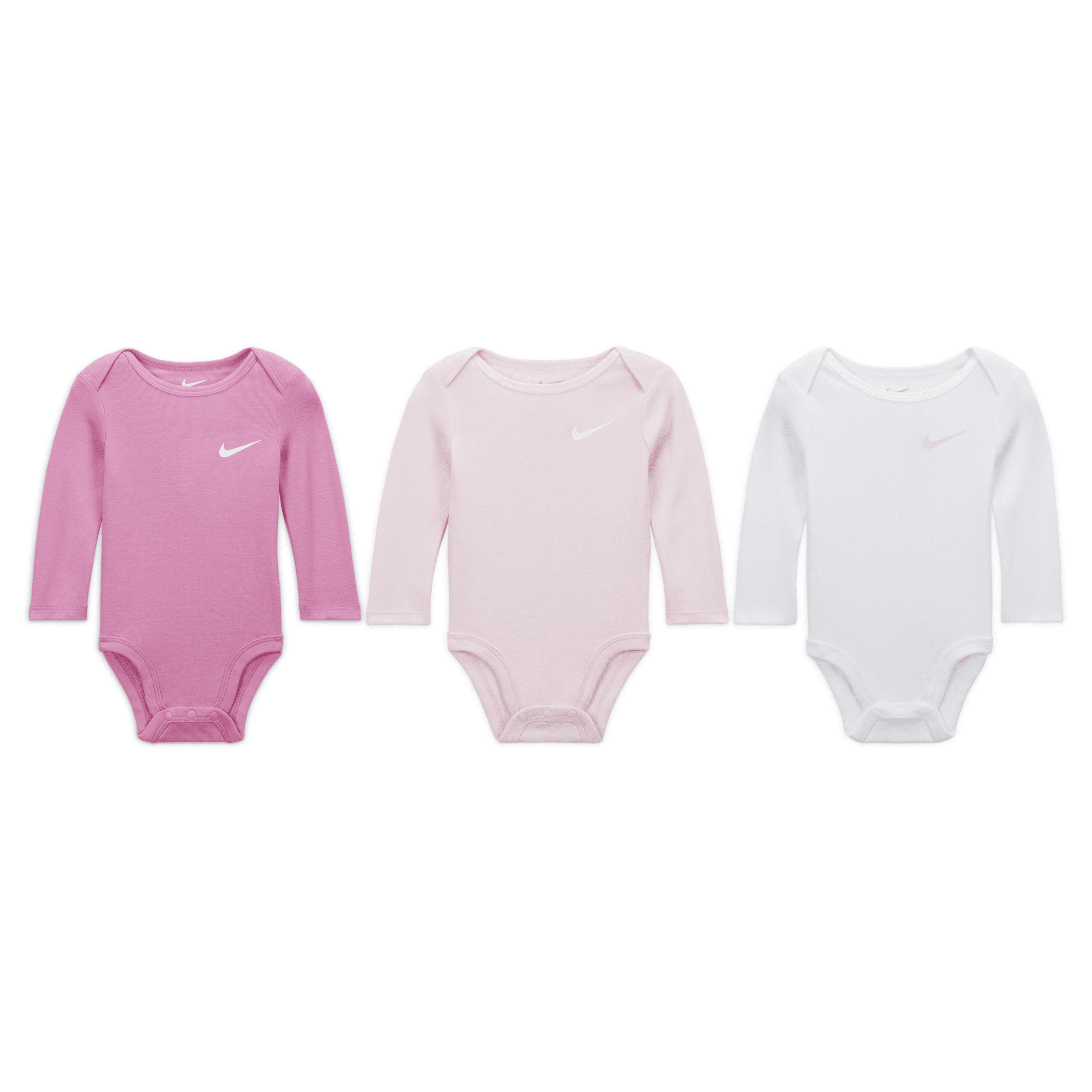Nike Essentials 3-pack Long Sleeve Bodysuits Baby Bodysuit Pack In Pink