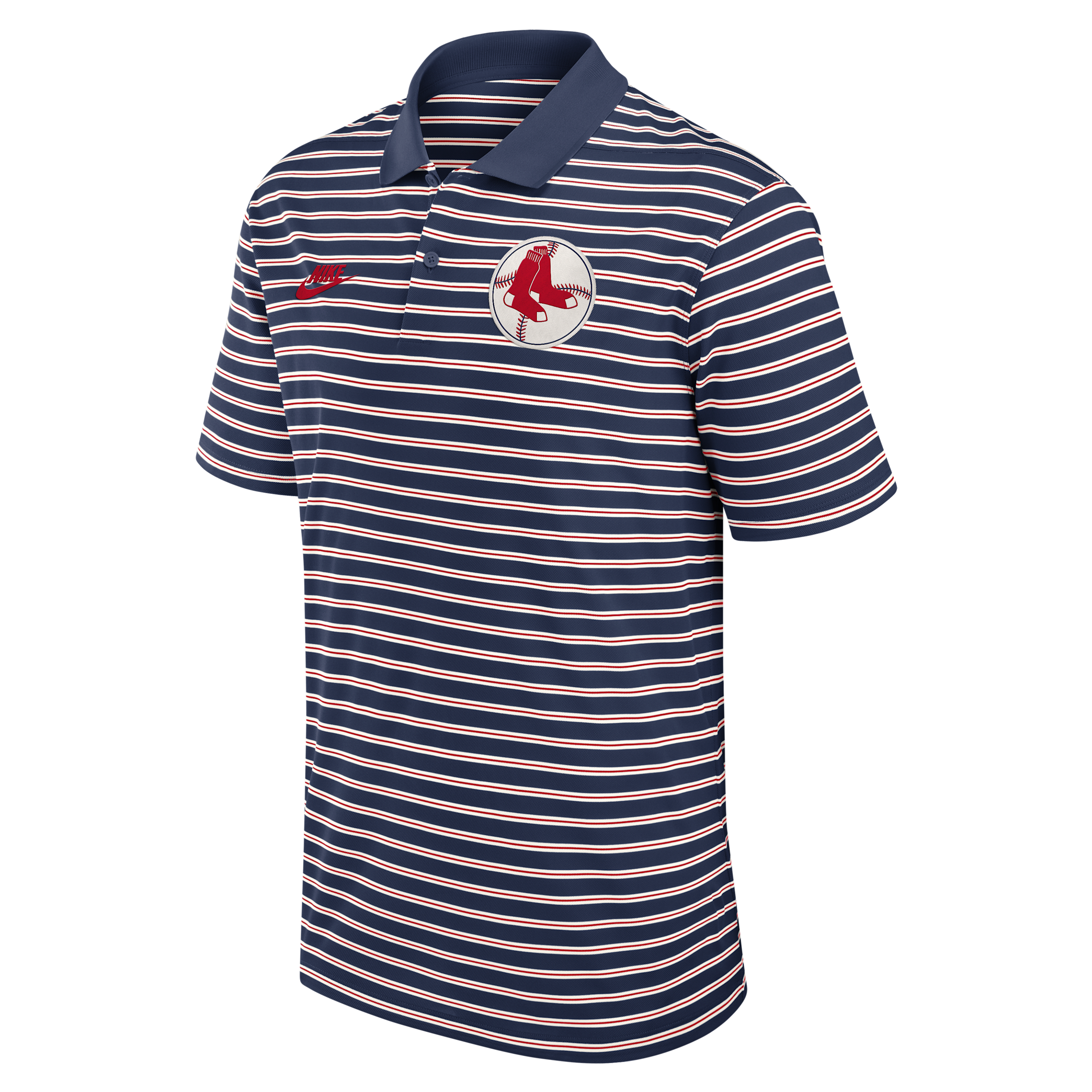 Boston Red Sox Cooperstown Striped Victory Nike Men's Dri-FIT MLB Polo in Blue | 02LX0I0UBRS-JNX