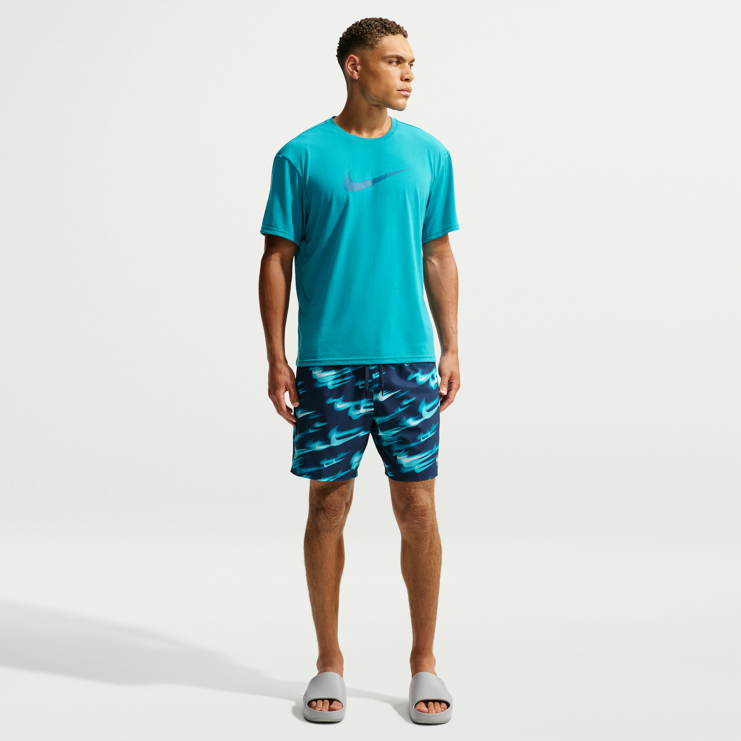 Nike Men's Swim Breaker 7" Brief-Lined Volley Short in Blue | NESSG550-400
