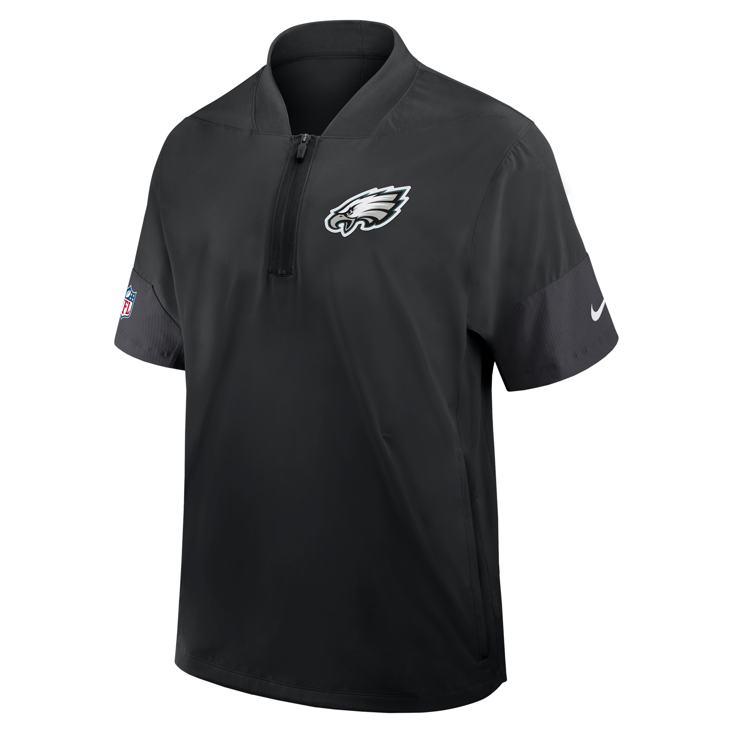 Philadelphia Eagles Sideline Coach Nike Men's NFL 1/2-Zip Short-Sleeve Jacket in Black | 03BO166N86-2J5