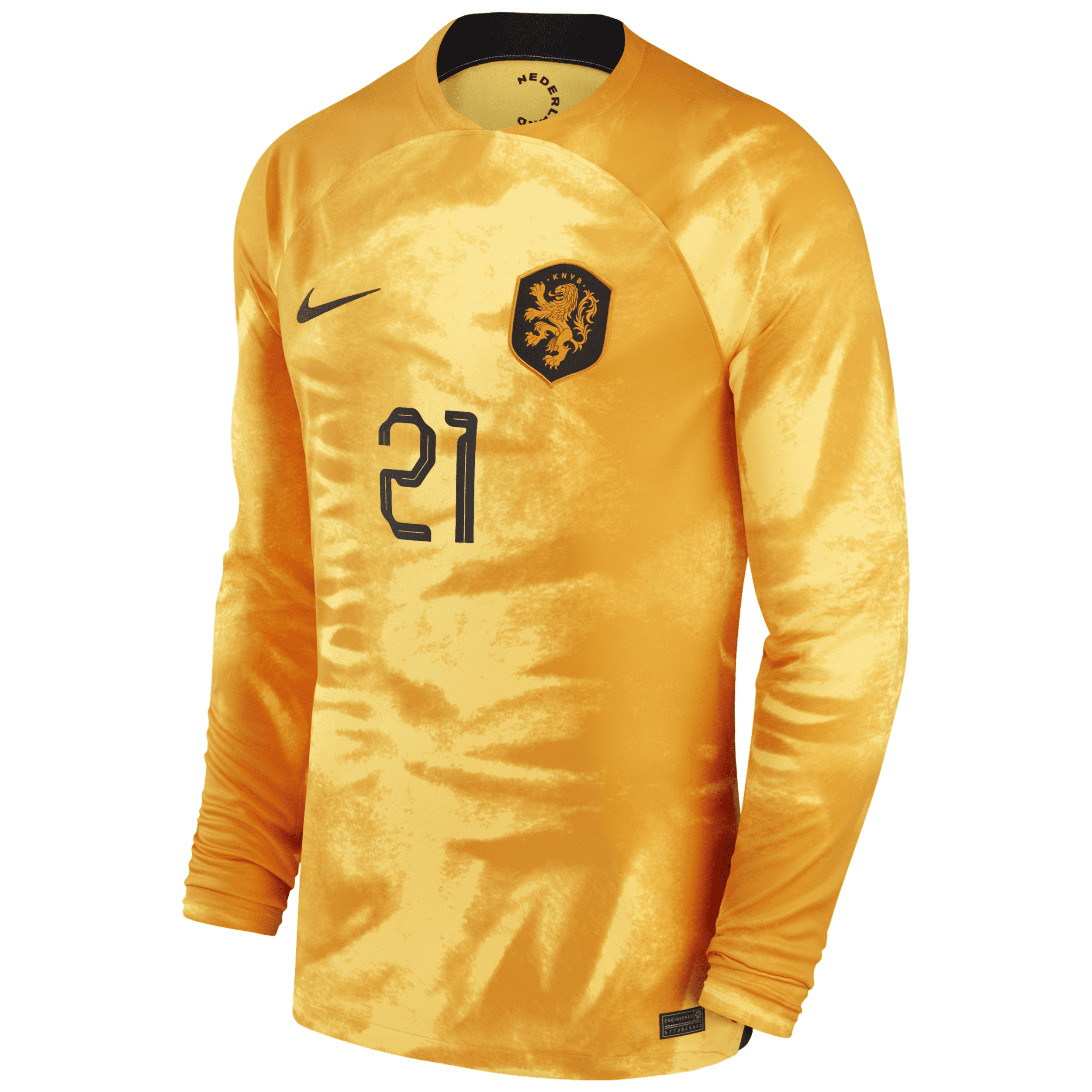 Shop Nike Netherlands National Team 2022/23 Stadium Home (frenkie De Jong)  Men's Dri-fit Long-sleeve Soccer J In Orange