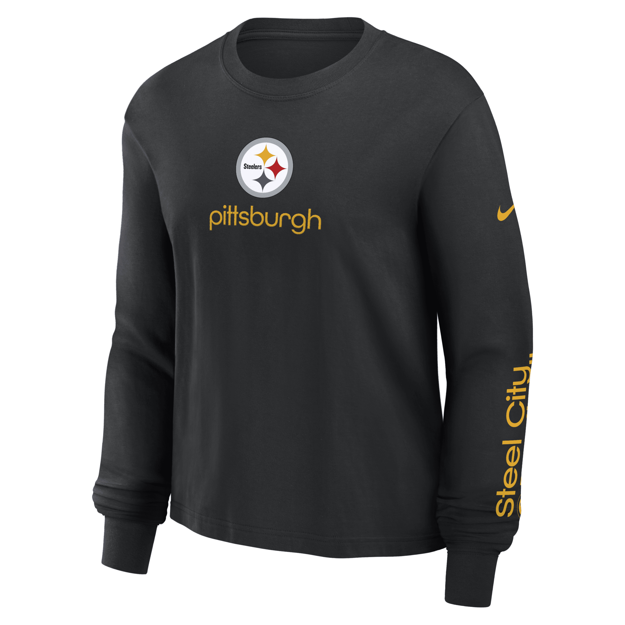 Nike Women's Black Pittsburgh Steelers Boxy Long Sleeve T-shirt In Black