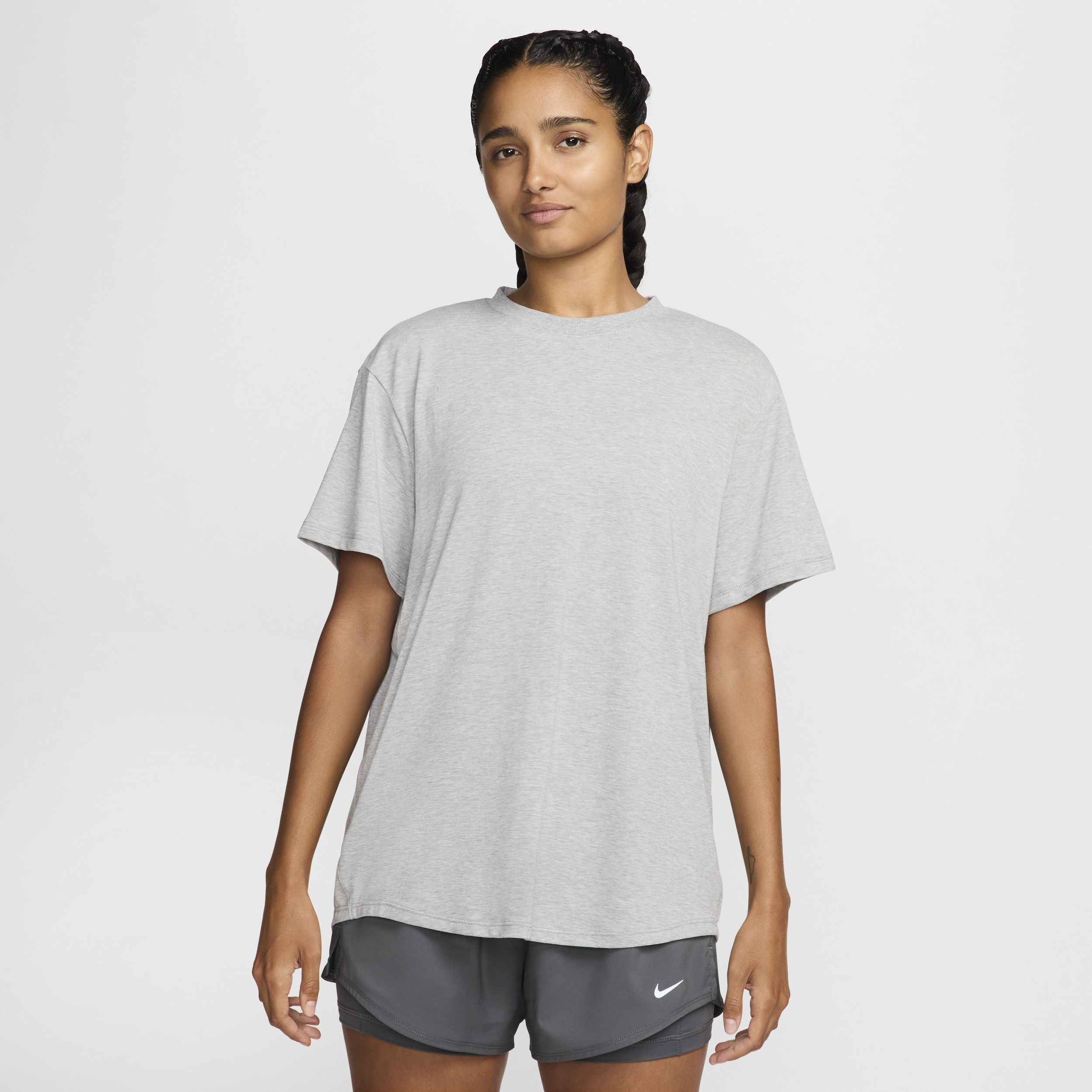 Nike Women's One Relaxed Dri-fit Short-sleeve Top In Grey