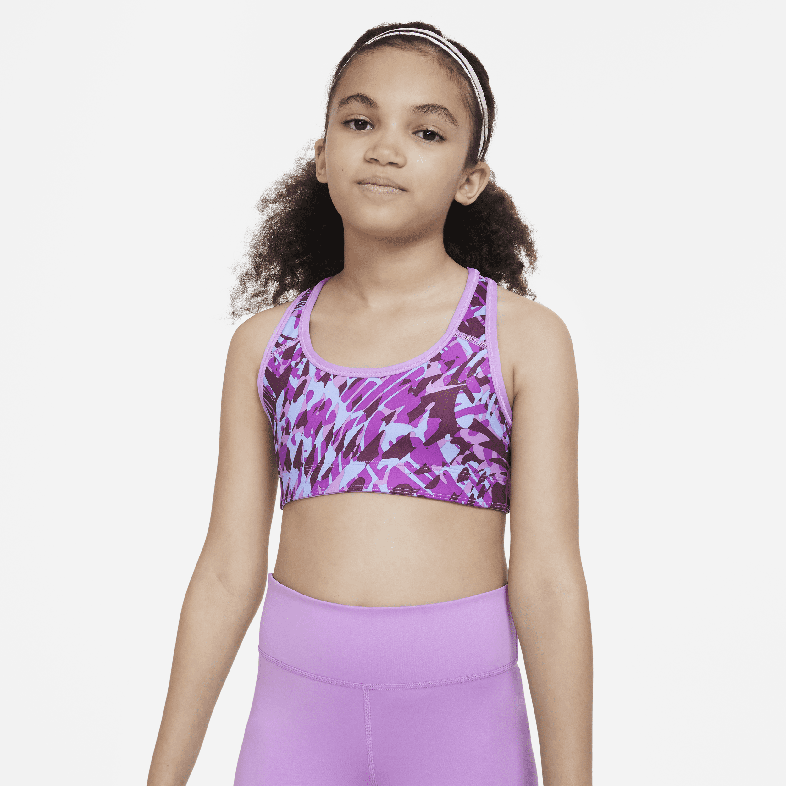 Nike Swoosh Big Kids' (girls') Reversible Sports Bra In Purple