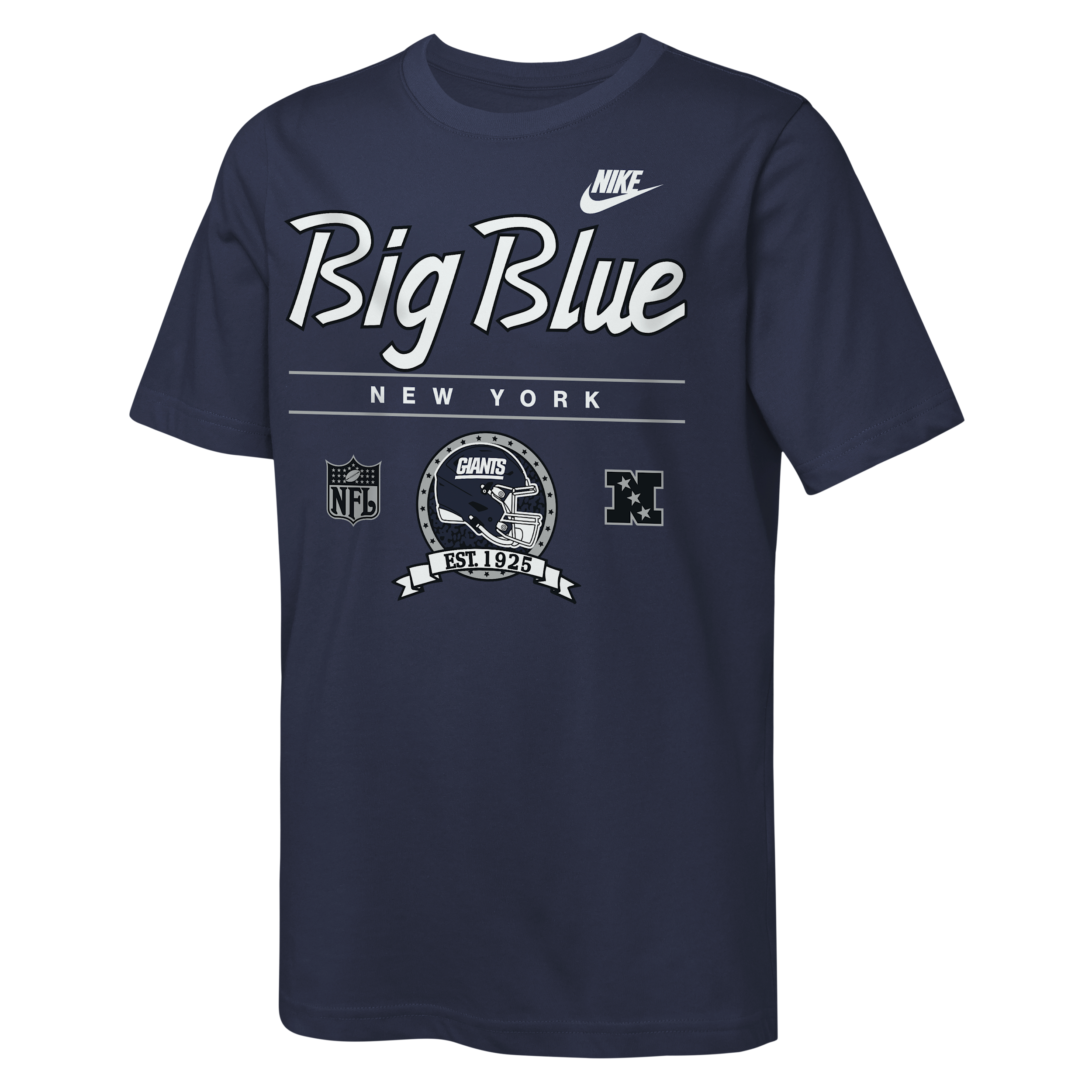 New York Giants Rewind Hometown Slub Big Kids' Nike Dri-FIT NFL T-Shirt in Blue | Z1B7NFQSNYG-NBO