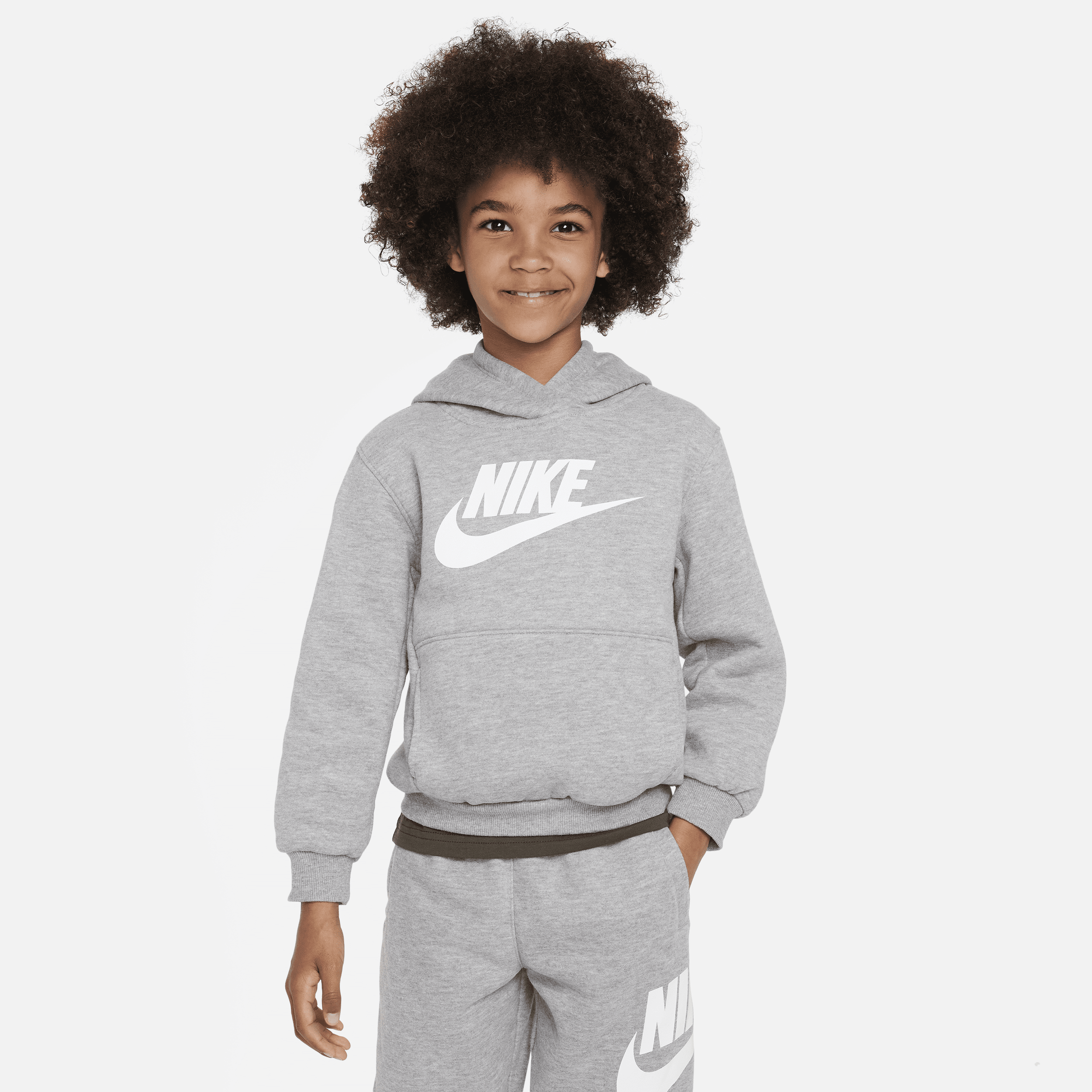 Nike Sportswear Club Fleece Pullover Little Kids Hoodie in Grey | 86L094-042
